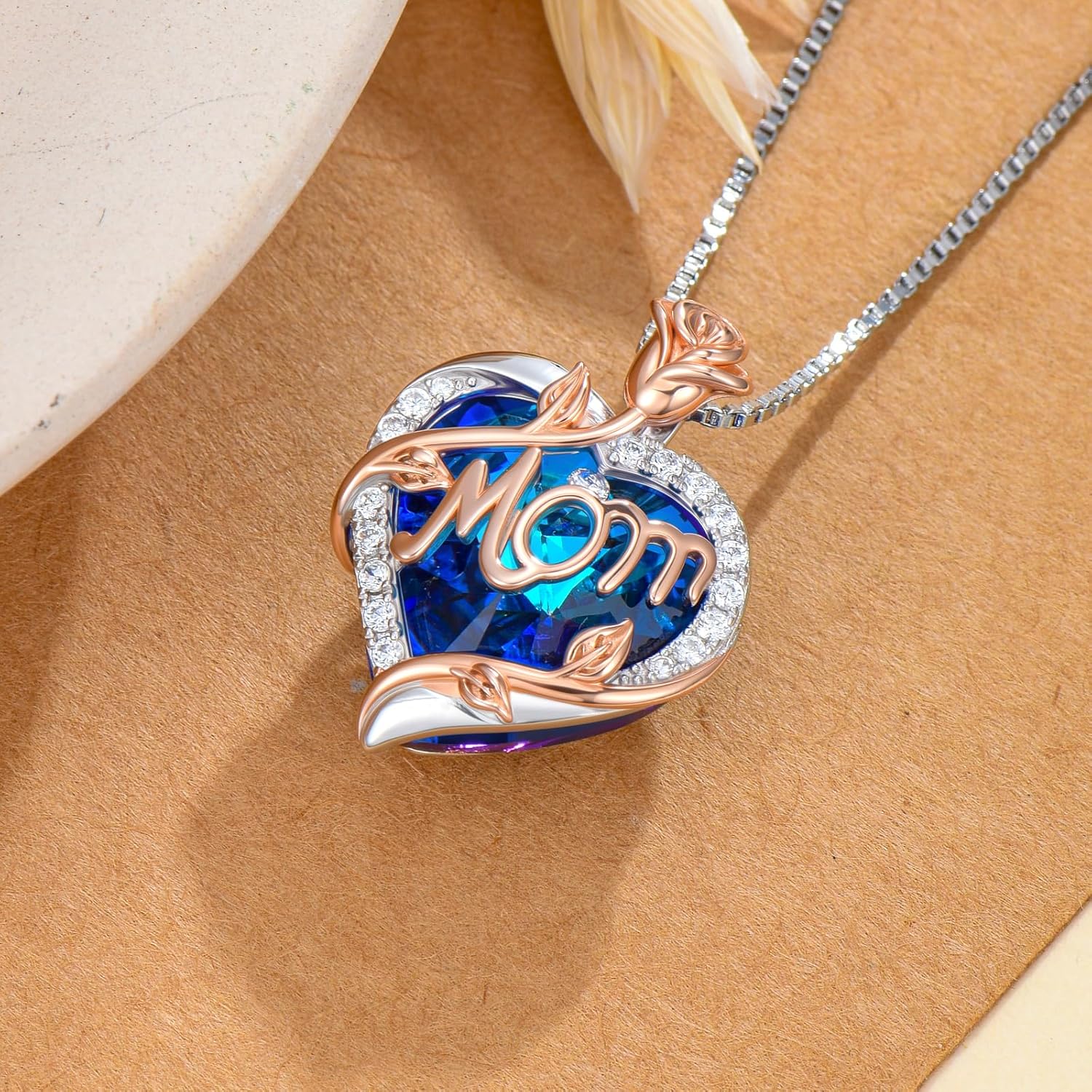 Wife/Sister/Daughter/Grandma Necklace with Heart Crystal 925 Sterling Silver Pendant Necklace Birthday Christmas Jewelry Gifts for Daughter from Mom and Dad - Image 2