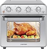 Chefman Combo de horno tostador de freidora de aire, 7 en 1, horno de convección extra grande de 18 L, cocinar una pizza de 10 pulgadas, temporizador integrado, apagado automático, acero inoxidable