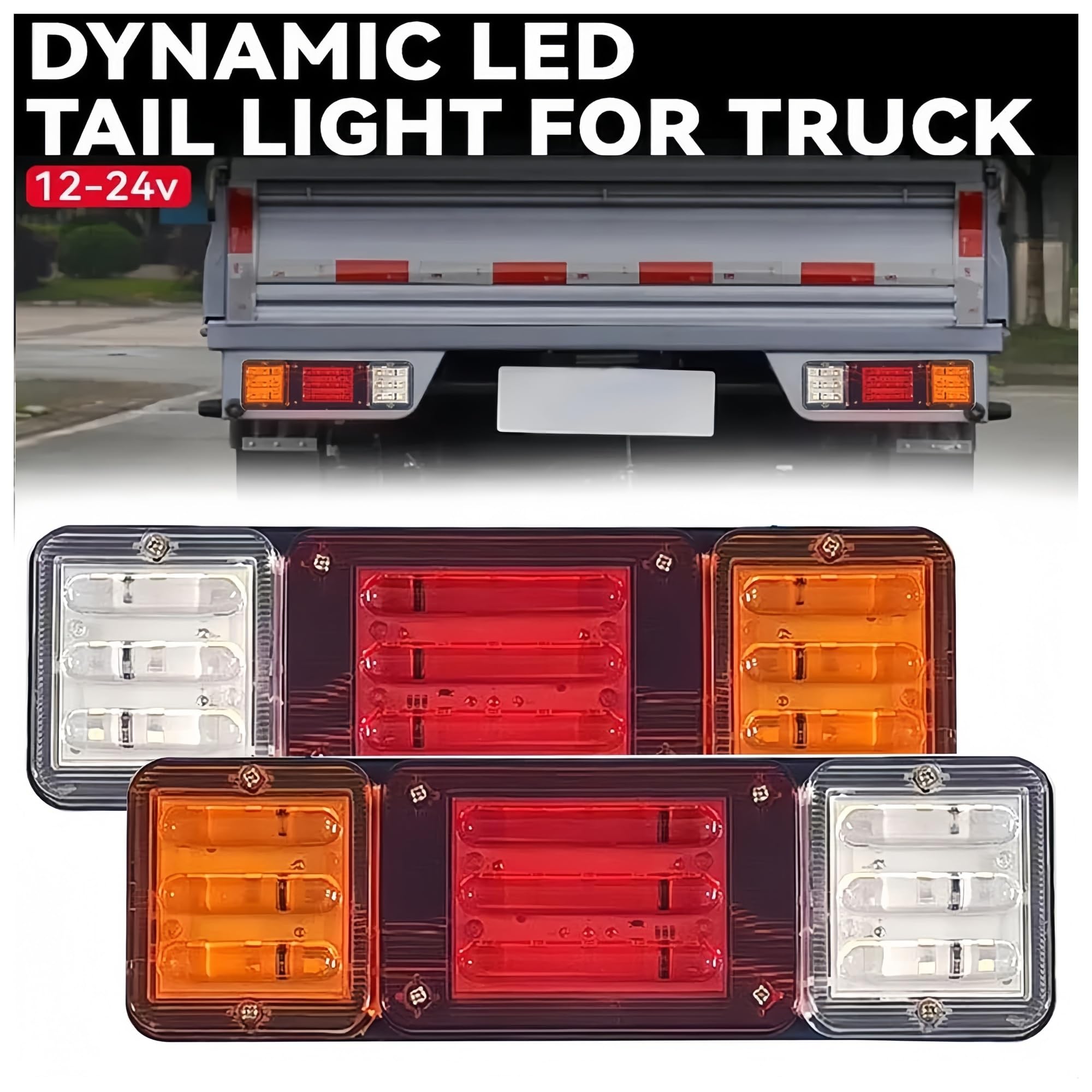 Piezas de automóvil 2X Luces traseras de camión de remolque 12V 24V Señal de giro Freno inverso Lámpara LED Vehículos de barco Camión Luz trasera Autobús Campistas Tractor(24v-1)