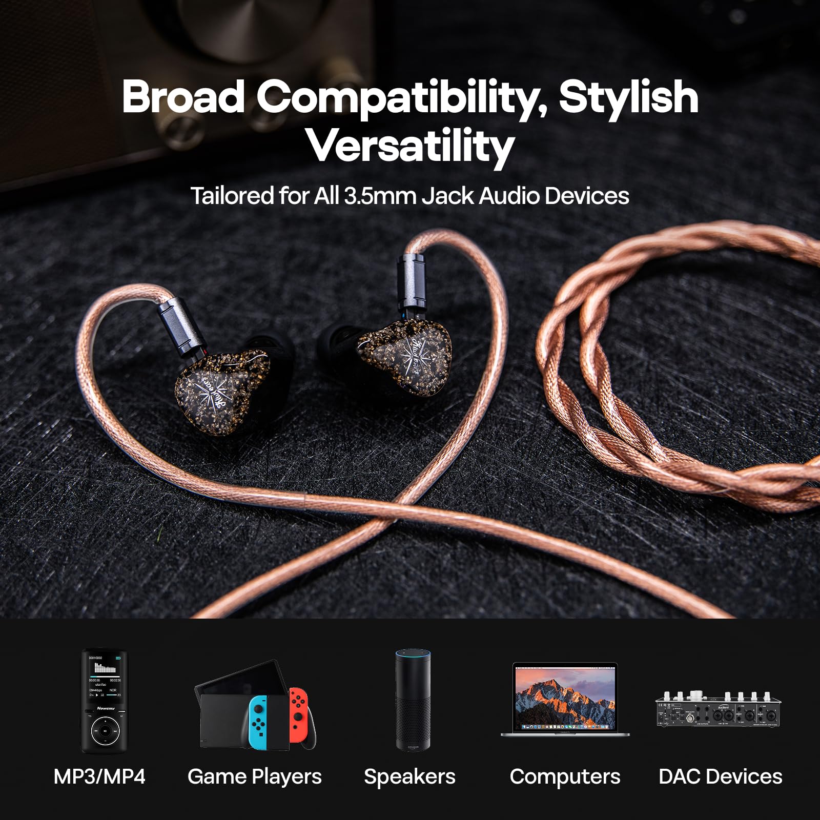Linsoul Tripowin Nimbus Cavo IEM Ibrido in Rame Monocristallino, Filo di Ricambio per Cuffie HiFi LITZ TYPE5 e AWG 19 per In Ear Monitor e Auricolari con Cavo (2Pin Incasso) | Litz TYPE5 & AWG 19 Cavo auricolare, cavo di ricambio HiFi per monitor in-ear e