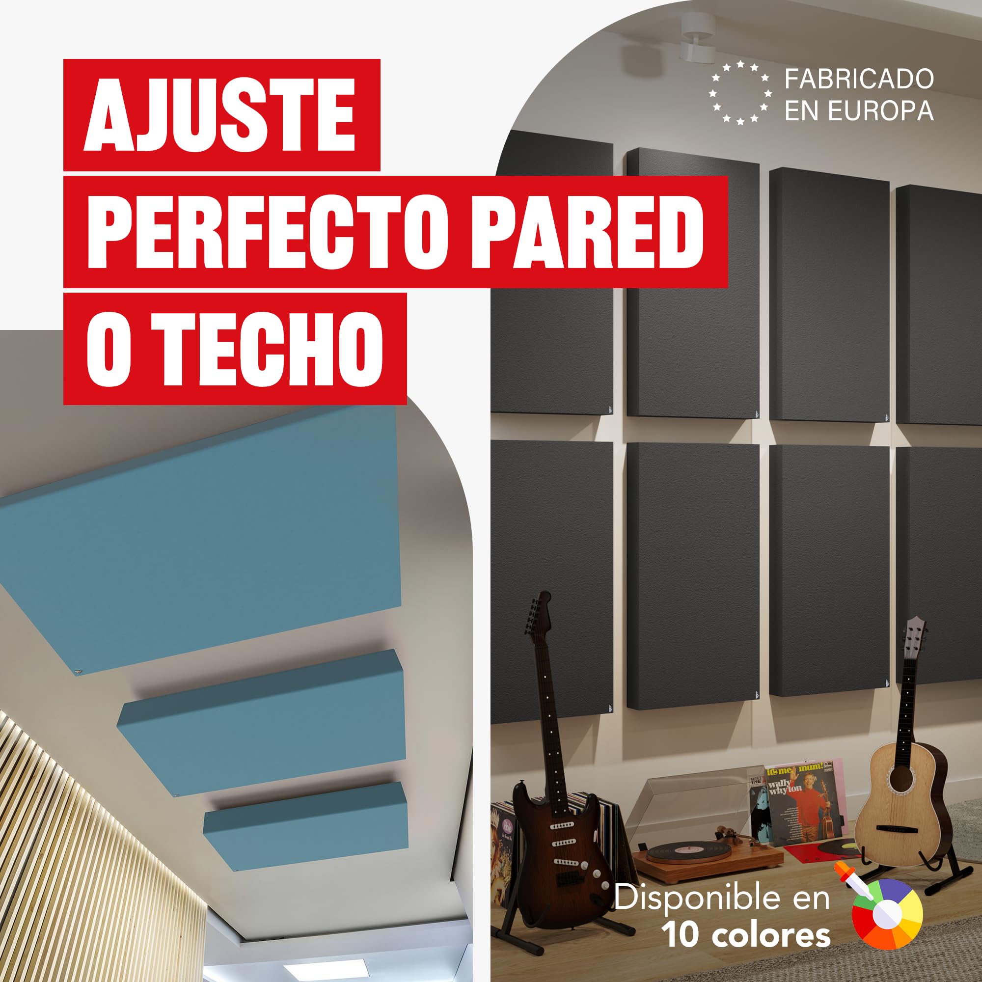 Addictive Sound Panel acústico de pared Standard, Absorbente acústico calidad de estudio con lana acústica, Clase A, fabricado en la UE, kit pared/techo, 100 x 50 x 11 cm, 7 kg, Light Grey