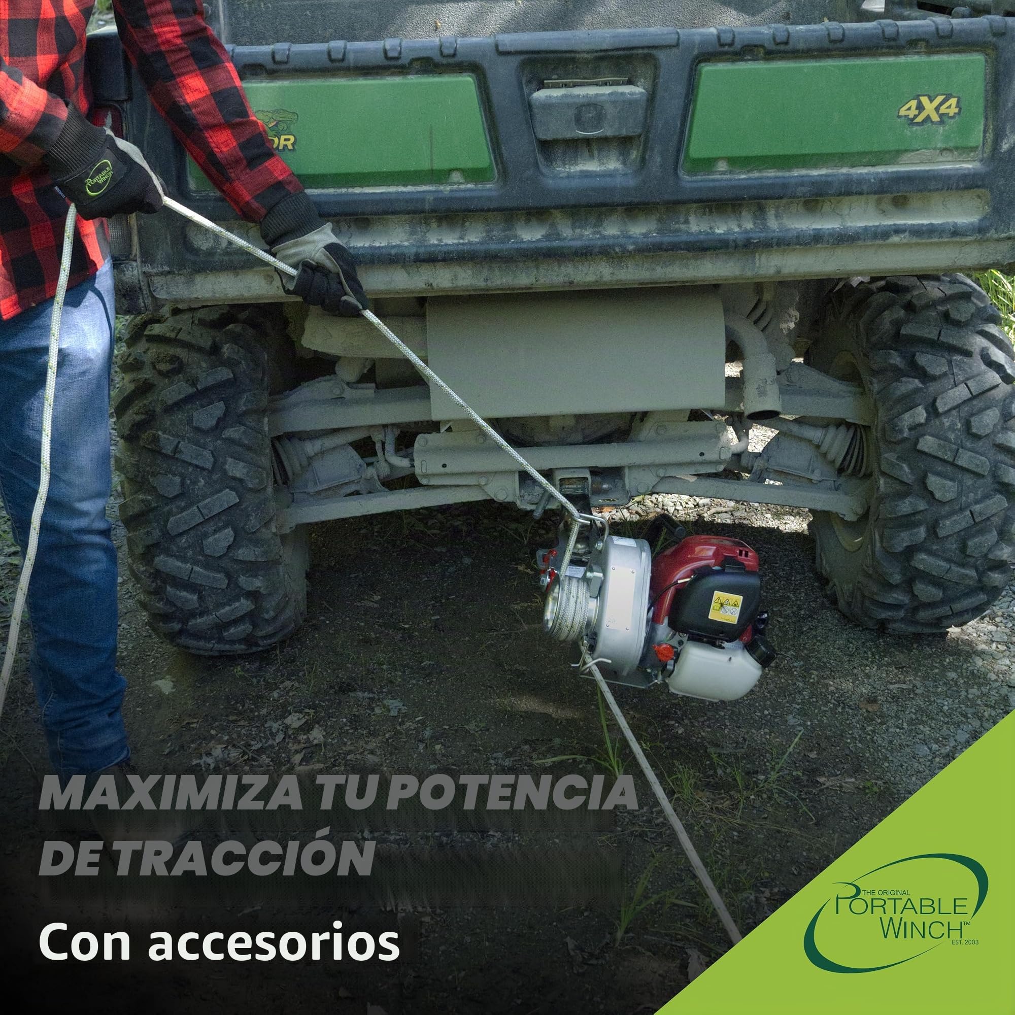 Portable Winch PCW3000-A Cabrestante a gas con accesorios, capacidad de tracción de 1.500 libras, motor Honda GX35