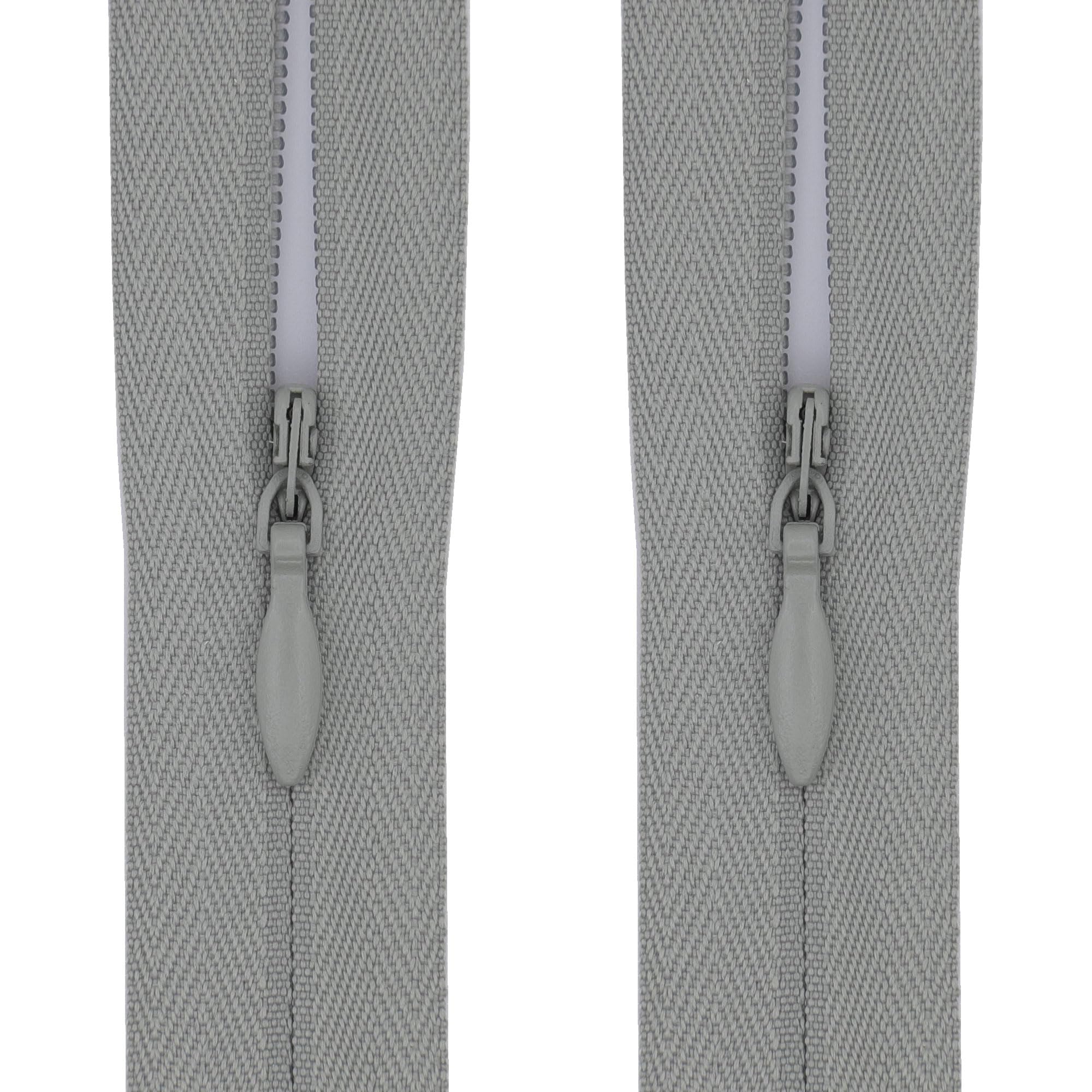 #3 Invisible Zips, 2 Pack, 9 Inch, Medium Dove Grey