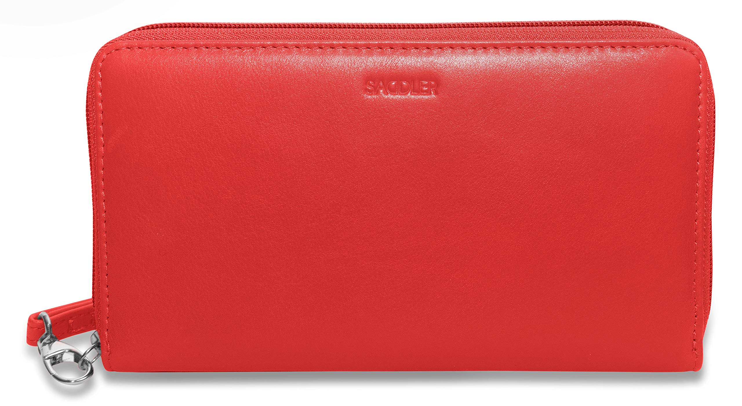 SADDLERLuxurious Real Leather Long Zip Phone Wallet Clutch with Detachable Wrist Strap | RFID Protected | Designer Credit Card Purse for Ladies | Gift Boxed - Red