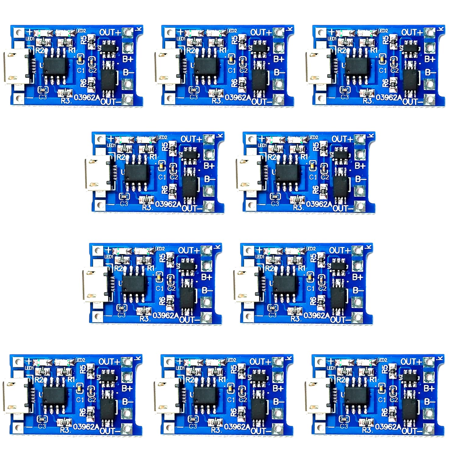 TP4056 Micro USB 10Pcs Lithium Battery Charging Converter with Overcharge Discharge Over-Current Protection Charging Board (5V,18650)-picture-18