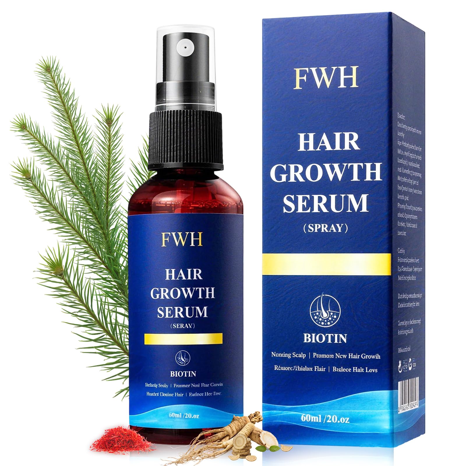 60ml Spray per la crescita dei capelli,Spray per Adatto Addensare capelli,Ridotta Anti-Caduta Capelli per Donna e Uomo