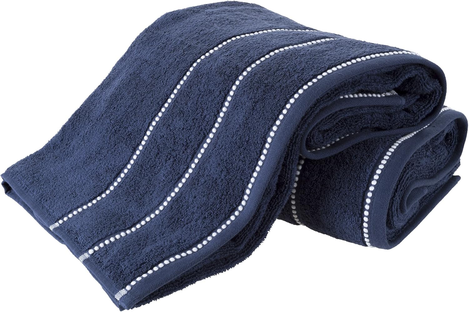 Luxury Cotton Towel Set- 2 Piece Bath Sheet Set Made From 100% Zero Twist Cotton- Quick Dry, Soft and Absorbent By Bedford Home (Navy / White)