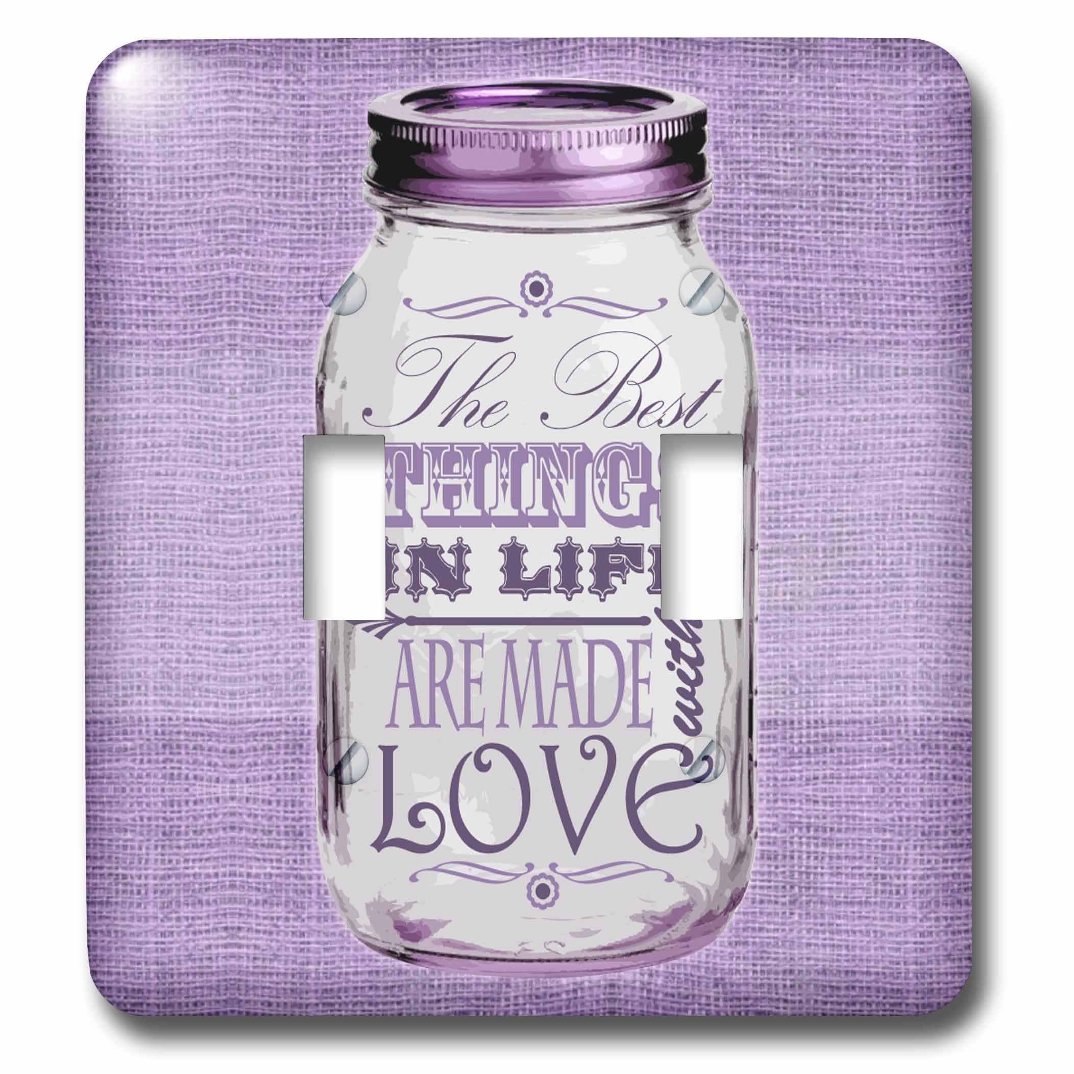 Interrupteur double à bascule lsp_128510_2 Mason Jar violet sur motif en toile de jute