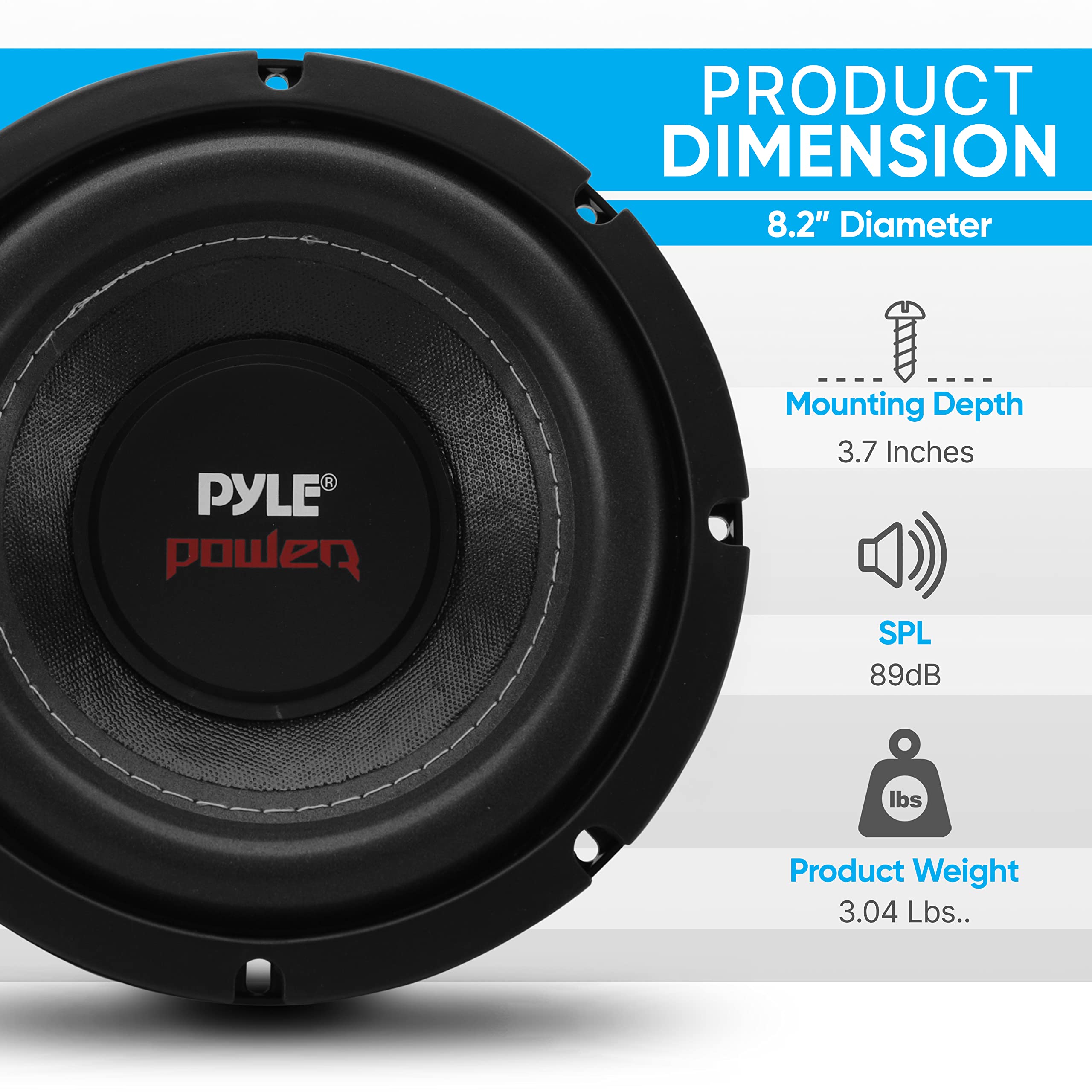 Image secondaire de Pyle Subwoofer Voiture - Haut-parleur audio - Cône en Papier Non Pressé de 20,3 cm-Double Bobine Mobile avec Impédance de 4 Ohms