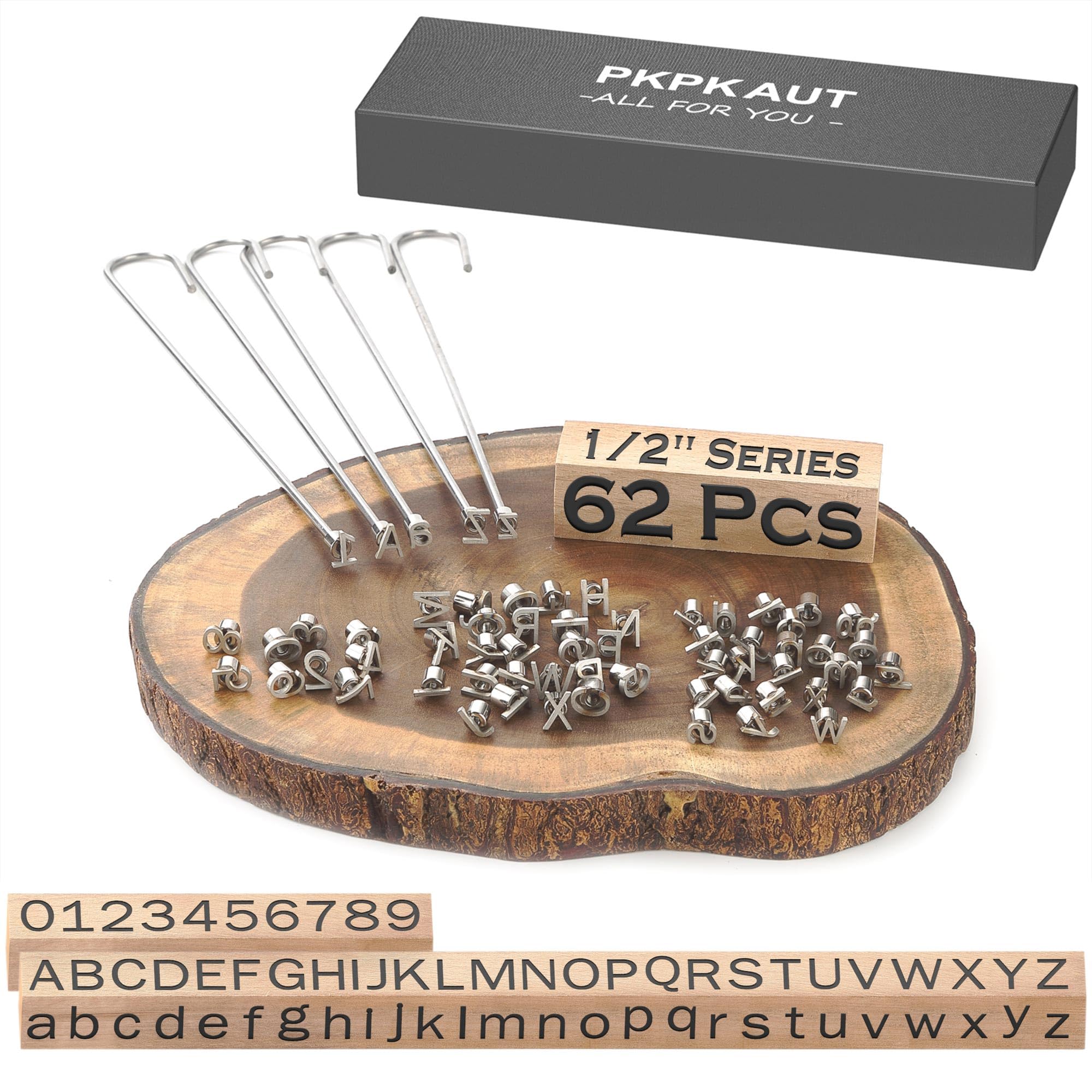 Photo 1 of PKPKAUT 62-Piece 1/2" Wood Branding Iron Set