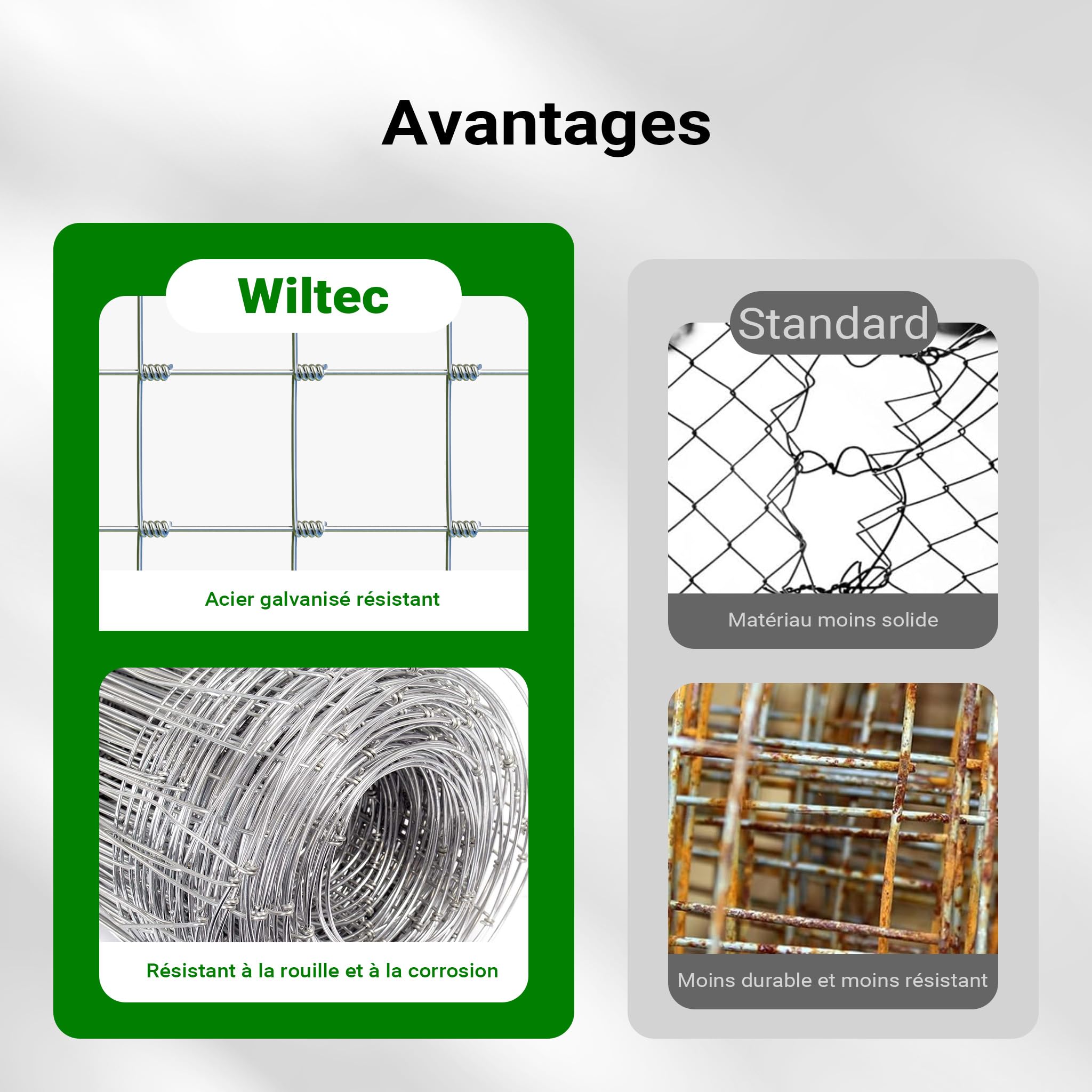 Wiltec Grillage contre gibier - 50 m x 100 cm - Clôture en fil de fer 100/08/15 - Grillage noué Agricole Sylvicole Jardin Agriculture Sylviculture Potager Viticulture
