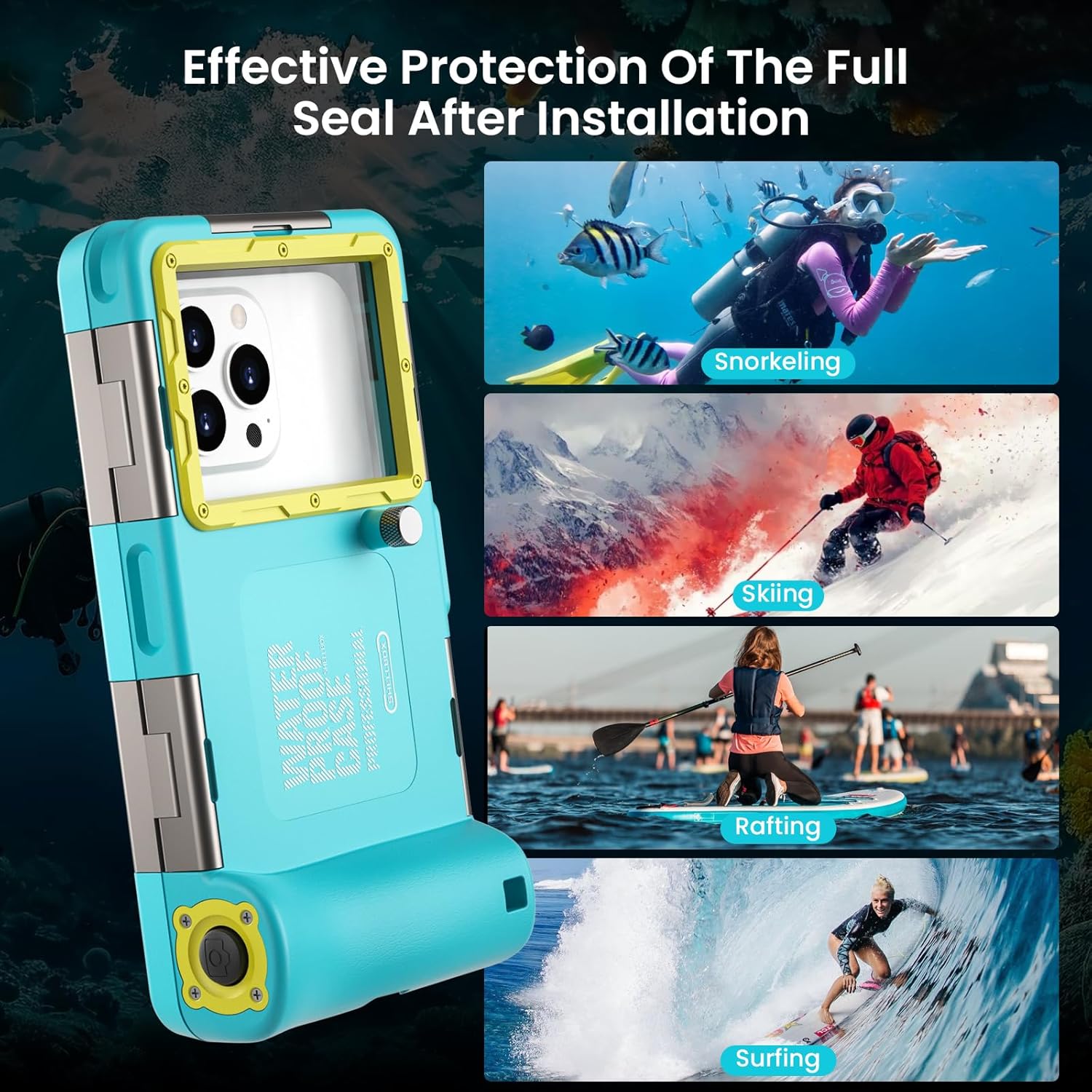𝟐𝟎𝟐𝟓 Latest Upgrade Universal Waterproof Phone Case for Snorkeling and Diving Underwater Phone Case for iPhone 16/15/14/13/12/11 Pro Max Galaxy S25/S24/S23/S22 Ultra Plus etc Diving Case - Blue