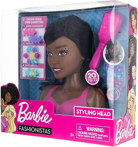 Miniatura 3 de Barbie Just Play - Cabeza de peinado pequeña, cabello negro, juguetes para niños a partir de 3 años
