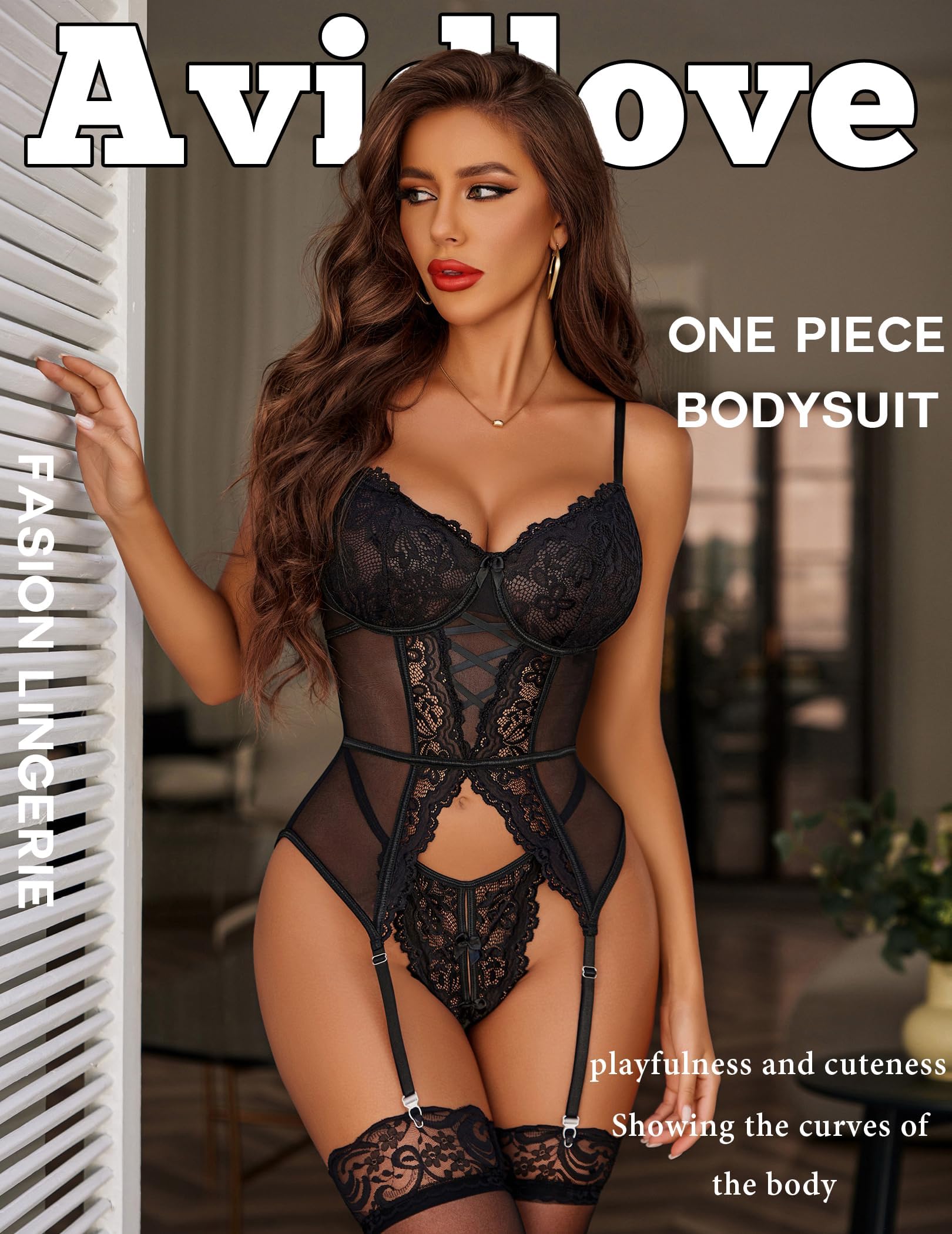 Avidlove Sexy Body En Dentelle Pour Femme Corset Sous-Vêtements Lace Une Pièce Teddy Bodysuit Ensemble de Lingerie pour Femme