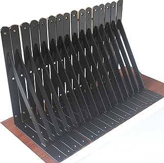 16 Pack L11" x H 8" Black Heavy Duty Shelf Brackets with Screws Metal Shelf Brackets Shelf Support Angle Brackets for Shel...