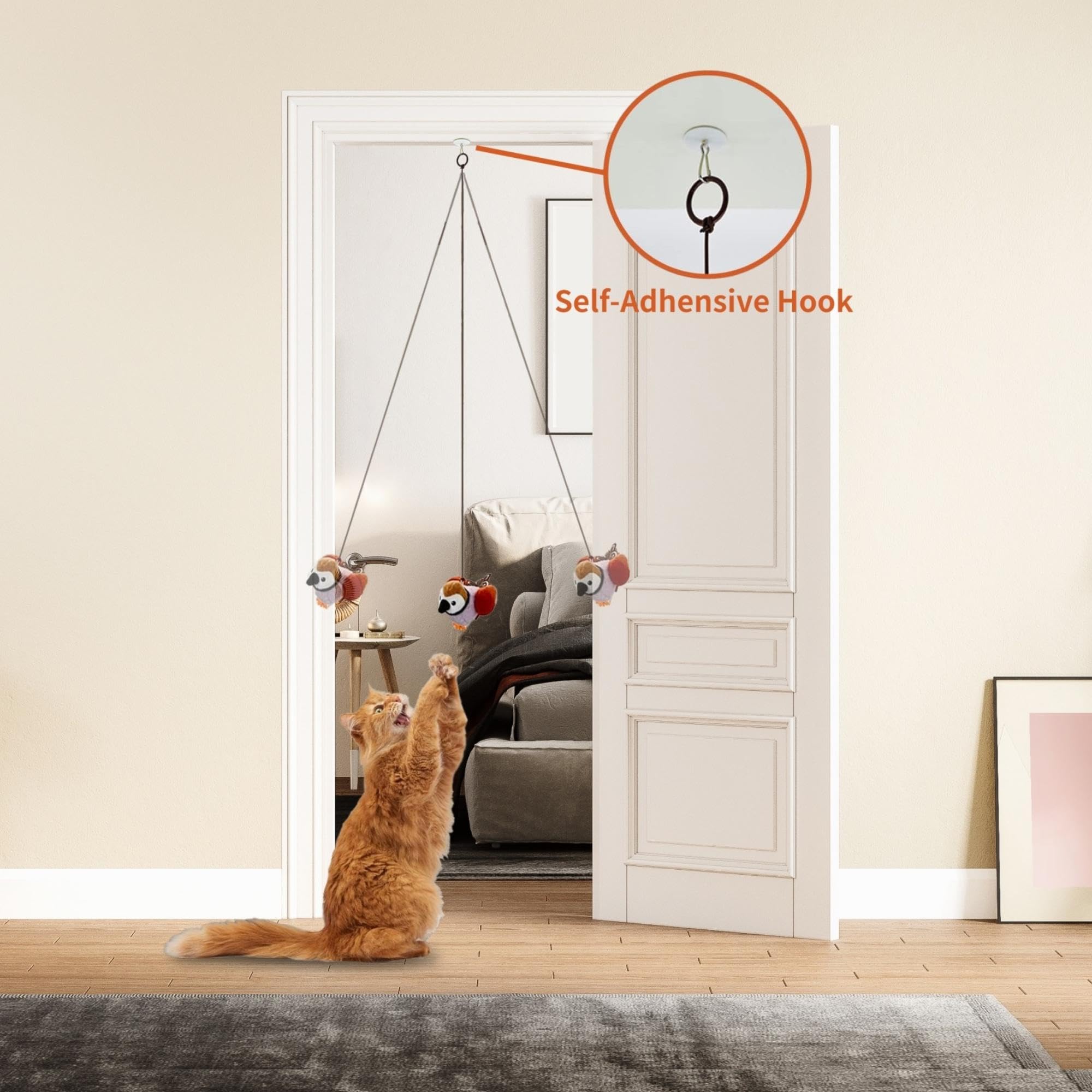 Petfuture Interactive Cat Toy With Chirping Bird, Catnip & Feathers - Hanging Kicker Toy For Indoor Cats - View #12