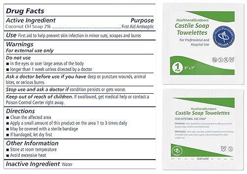 Miniatura 3 de HAO Toallitas húmedas de limpieza de jabón de Castilla (125 unidades) envueltas individualmente refrescantes perfumadas servilletas húmedas