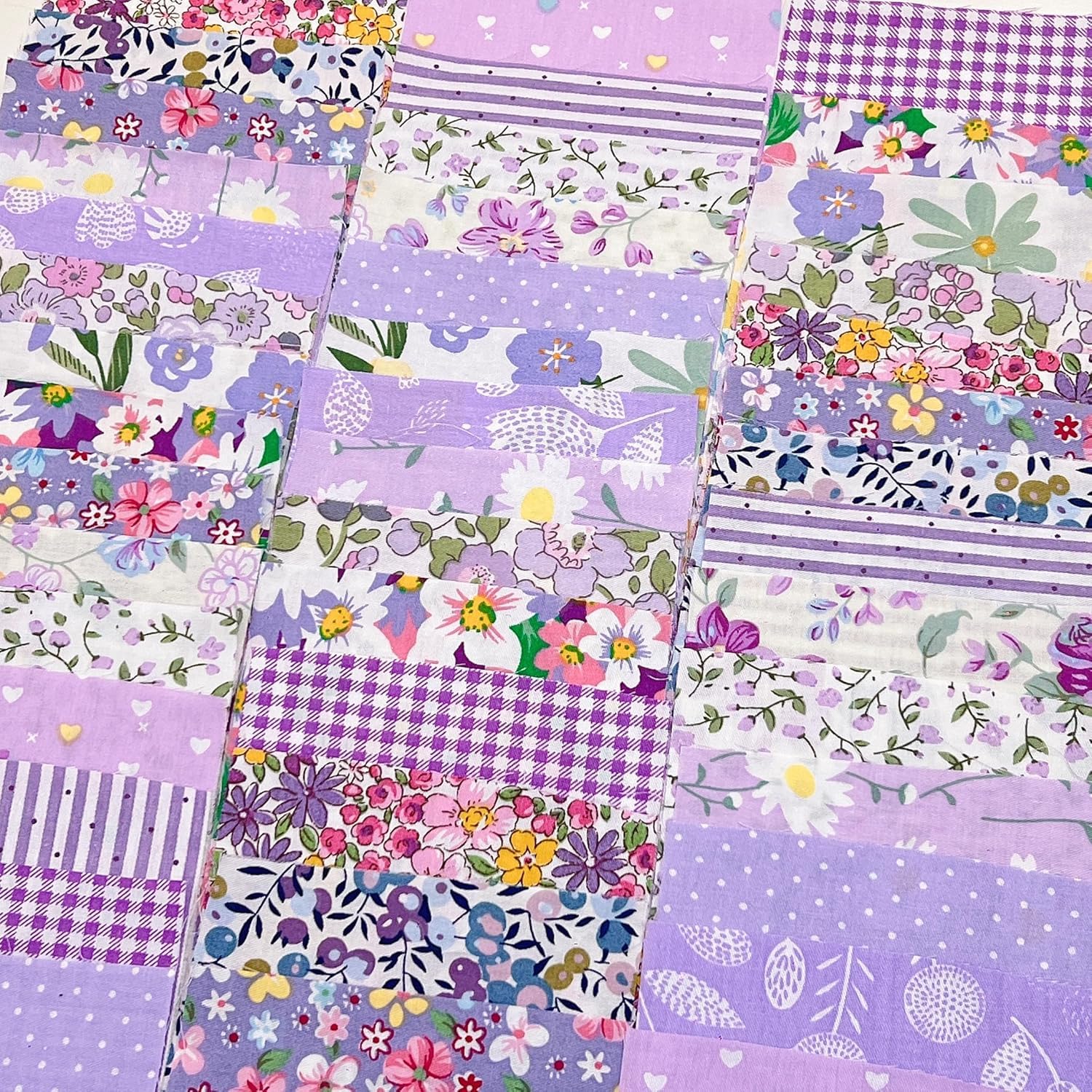Cotton Fabric DIY Making Supplies Quilting Patchwork Fabric Fat Quarter Bundles DIY for Quilting Cotton Patchwork Cushions (42pcs Purple, 10cm*10cm)