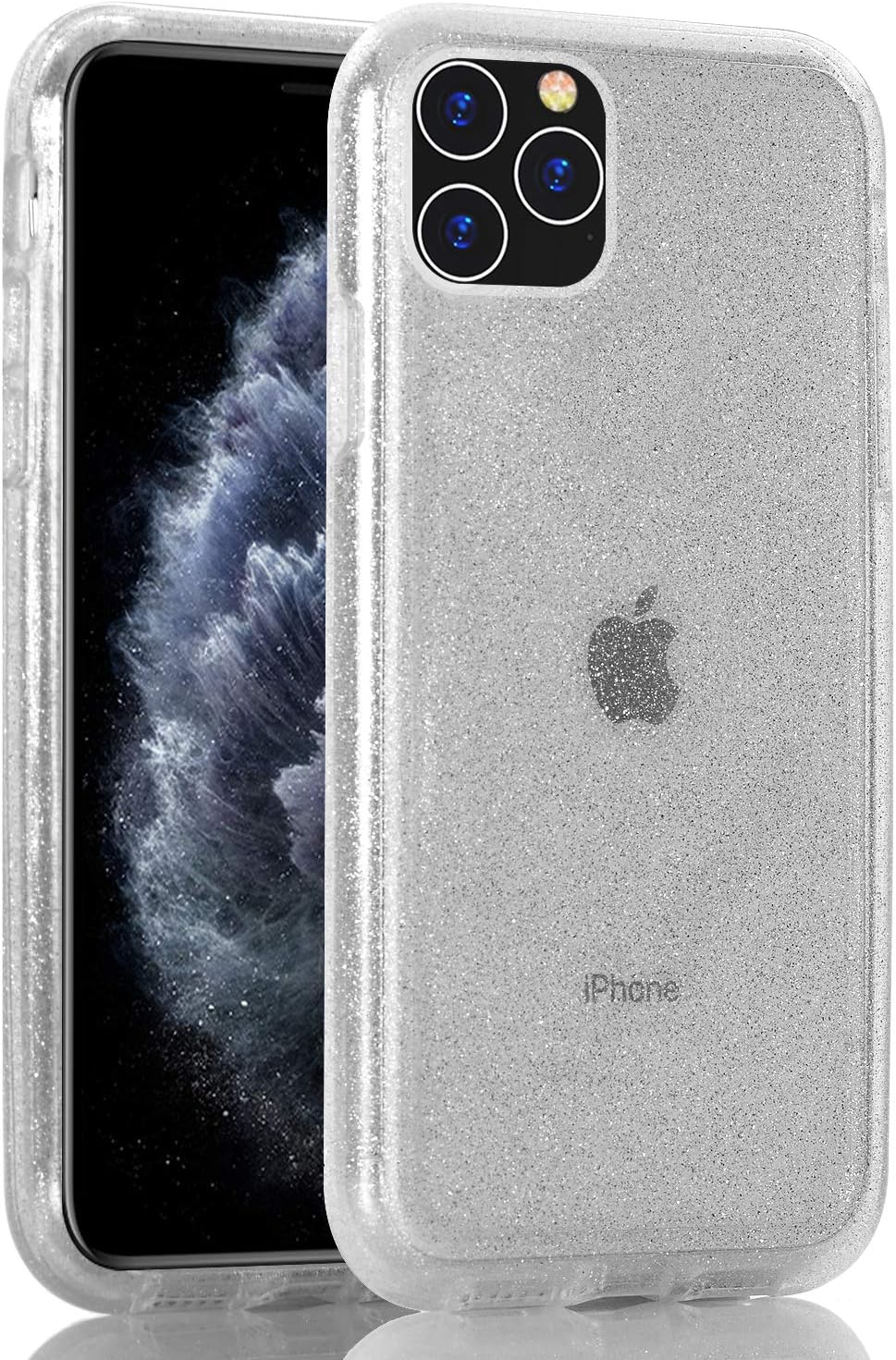 BAISRKE Clear Glitter Case for iPhone 11 Pro Max, Hybrid Heavy Duty Protection Case Hard Plastic & Soft TPU Sturdy Shockproof Armor High Impact Resistant Cover for iPhone 11 Pro Max [Clear]