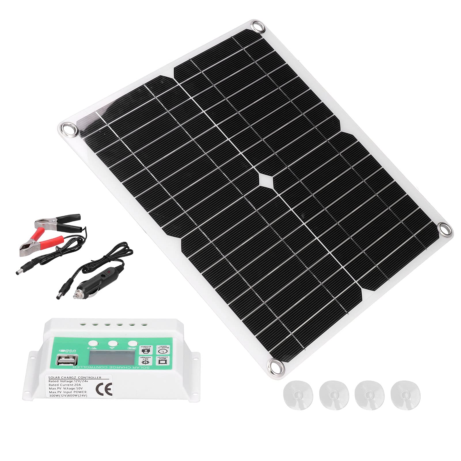 Kit Panneau Solaire Flexible Monocristallin 40W 18V avec Régulateur de Charge 20A, IP65 Imperméable, pour Camping Randonnée Systèmes Hors Réseau, 280x280mm