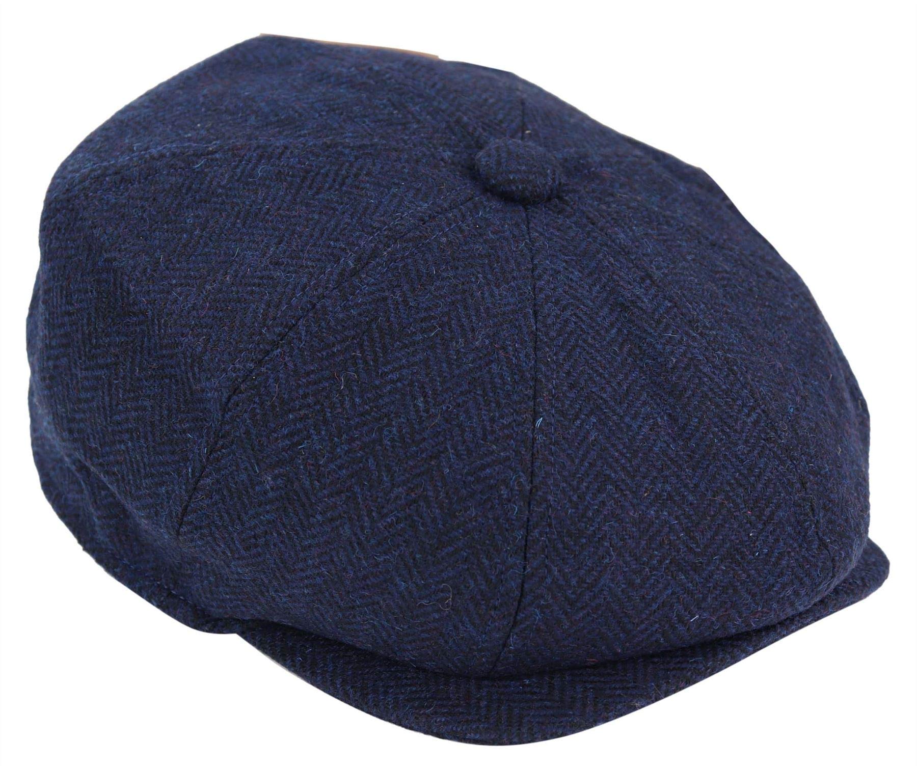 TruClothing Mens Tweed Newsboy Cap Baker Boy Flat Check Grandad Hat Blinder 8 Panel Navy S
