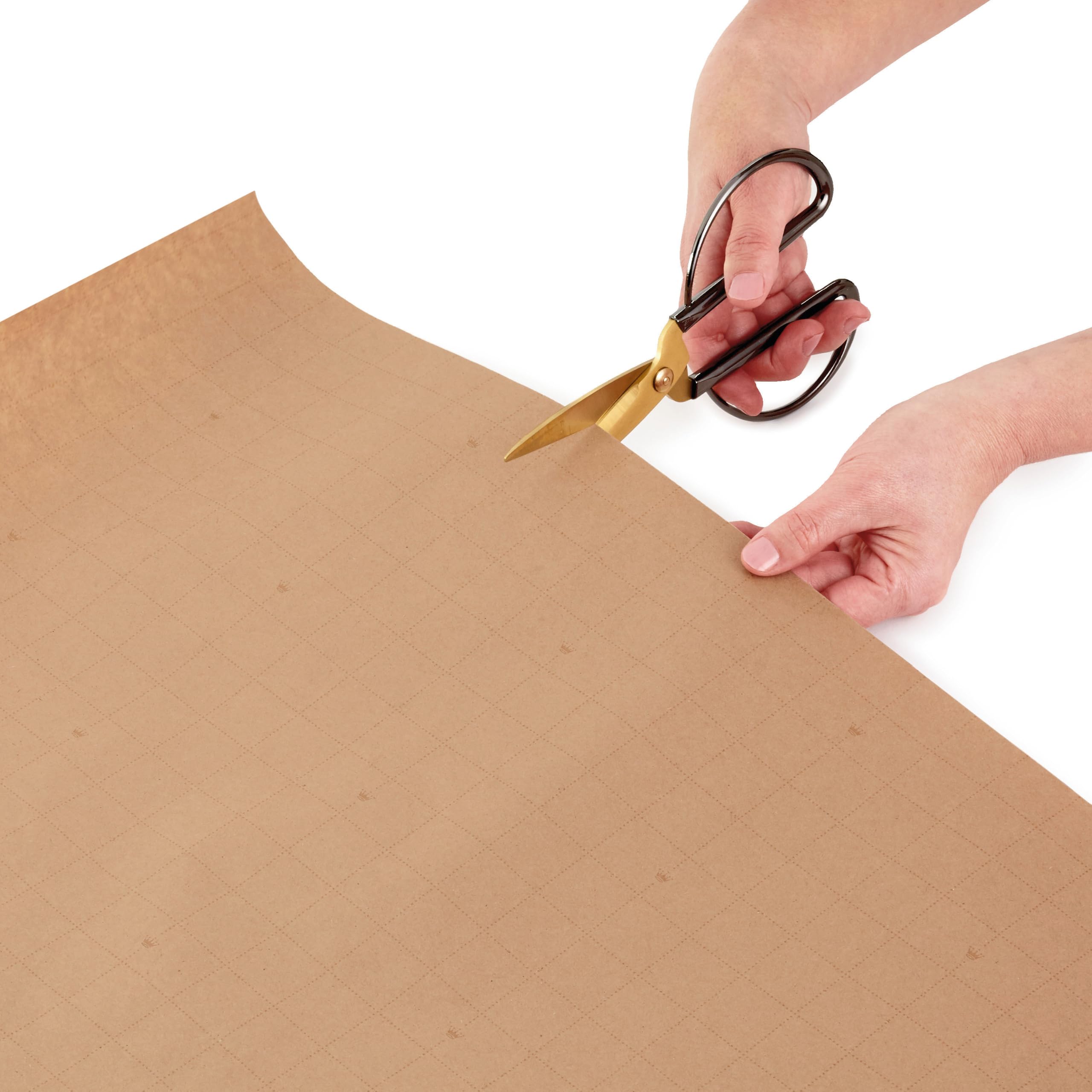 Hallmark Lot de 3 rouleaux de papier cadeau de Noël recyclable avec lignes de coupe au verso (90 m²) Marron avec Père Noël, arbres verts, rayures rouges