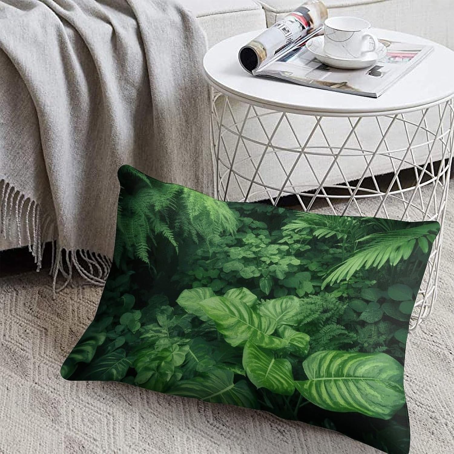 Densely Growing Green Plants Pillow Cases Queen Size Set of 1 Soft Comfortable Throw Pillows Covers Decorative Pillowcase with Zipper Bed Cushion Covers for Couch Sofa Bedroom 8"x12"