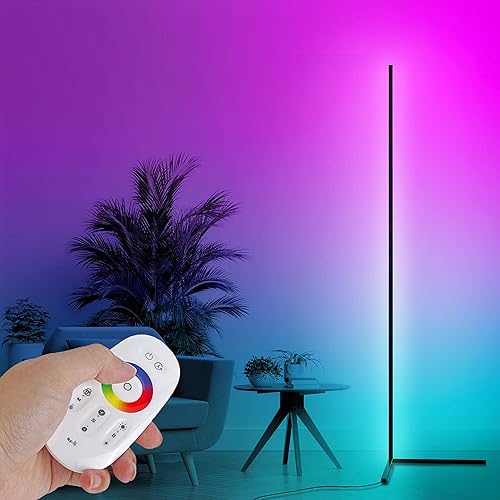 Miniatura 6 de Casa Di Lumo Apll Lámpara de pie de esquina LED RGB  Moderna y minimalista sala de estar, dormitorio, iluminación del hogar. Control remoto RGB,