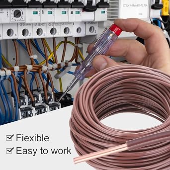 MECCANIXITY THHN Wire 14AWG 200 Feet Electrical Wire Insulated Solid Copper Rated up to 600 Volts for Residential Industrial Grounding Electrical, UL Listed, Brown