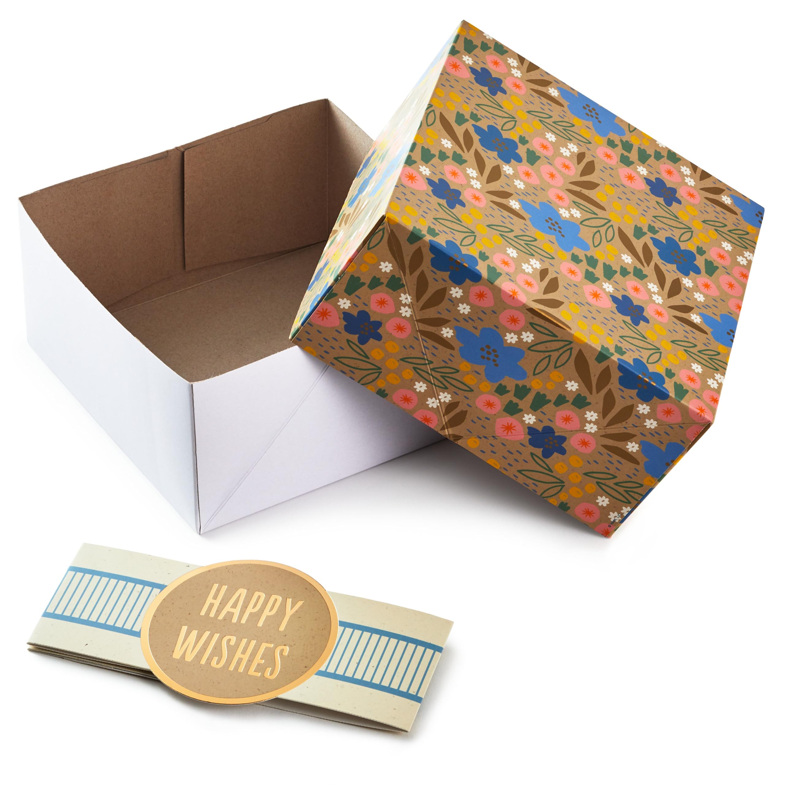 Hallmark Geschenkboxen mit Wickelbändern, verschiedene Größen (3er-Pack: niedliche Blumen und Streifen) für Geburtstage, Brautpartys, Muttertag, beste Freunde