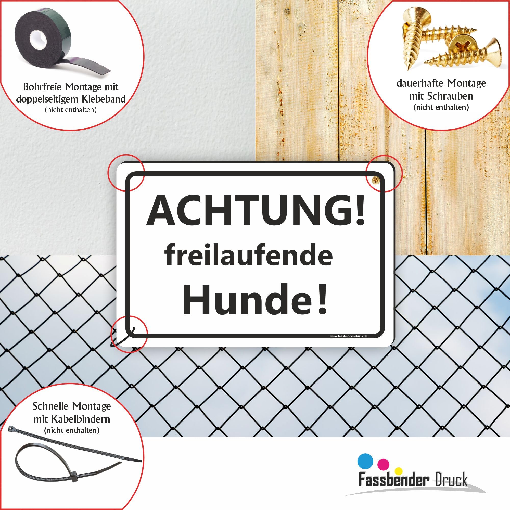 ACHTUNG! freilaufende Hunde! / T-019 (60x40cm Schild)