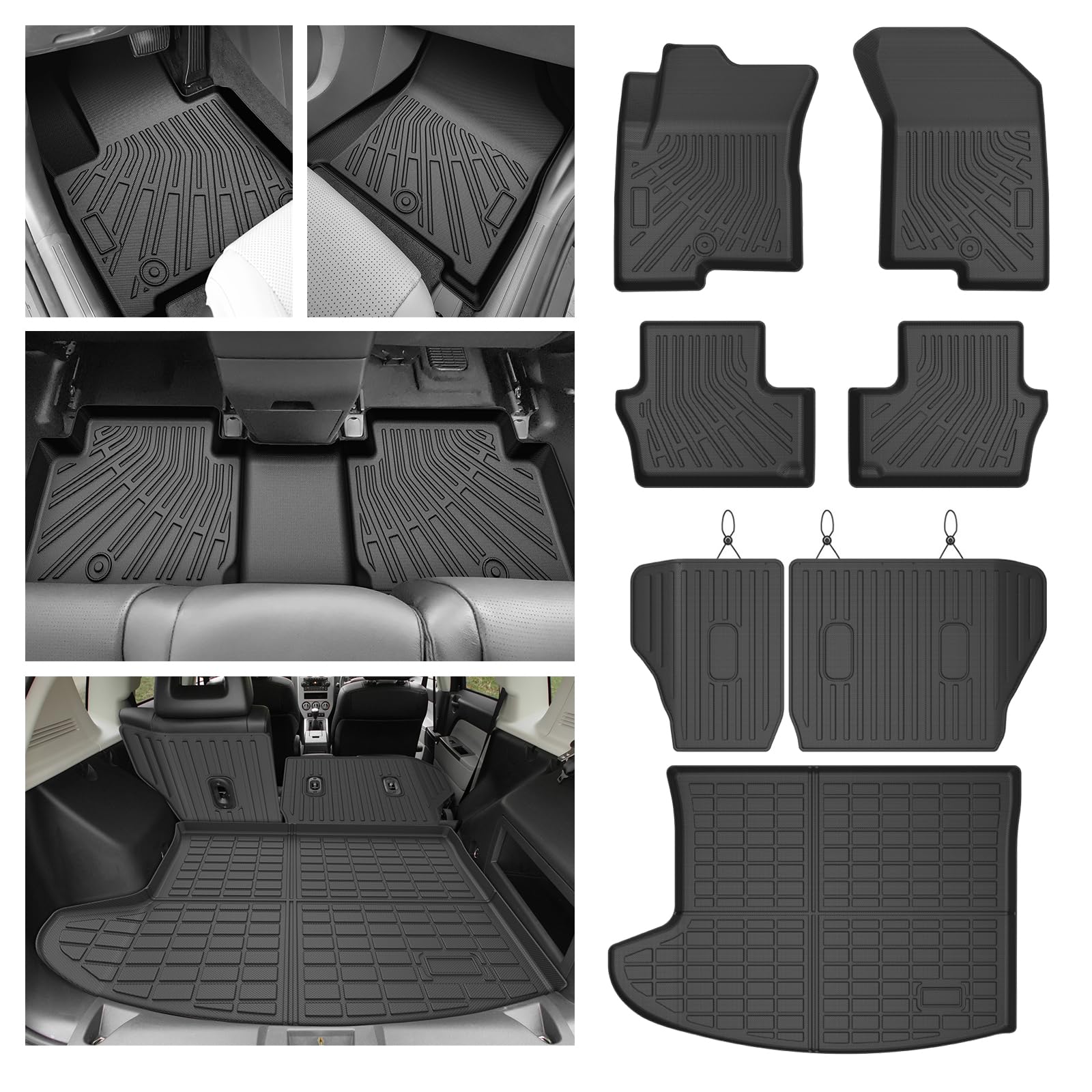 Cartist Floor Mats for Jeep Compass/Patriot 2007-2016 &amp; Dodge Caliber 2007-2012, All Weather Cargo Liner for Compass Accessories, Heavy Duty TPE Cargo Mats, Car Accessories