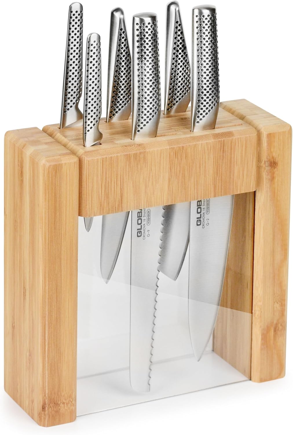 Global 7-Piece Knife Set with a modern block