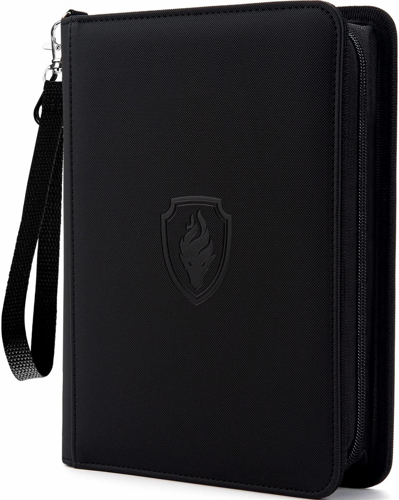 Premium 4 Pocket Zip Card Binder, Trading Card Binder for 320 Cards, Portable PU Card Collection Binder, Collector Card Album Folder for Game & Sports Cards (Black)
