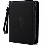 Fabmaker Premium 4 Pocket Zip Card Binder, Trading Card Binder for 320 Cards, Portable PU Card Collection Binder, Collector Card Album Folder for MTG, TCG, Sports Cards, Game Cards (Black)