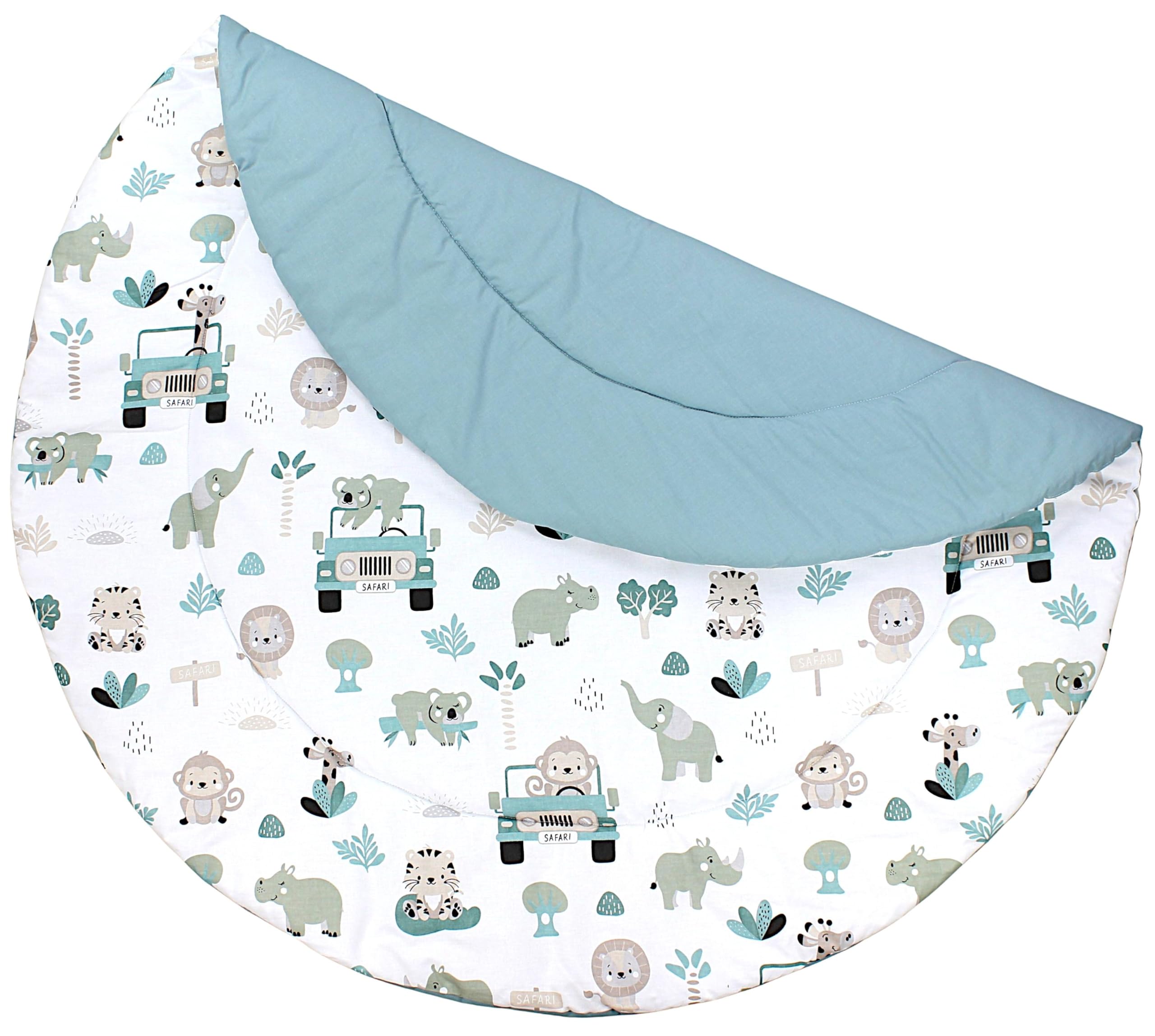 TupTam Baby Play Mat Manta para Niños Pequeños 120 x 120 cm Manta de Juego Grande para Niños Acolchada XXL, Alrededor de 120 cm/Verde Zoo — view 4