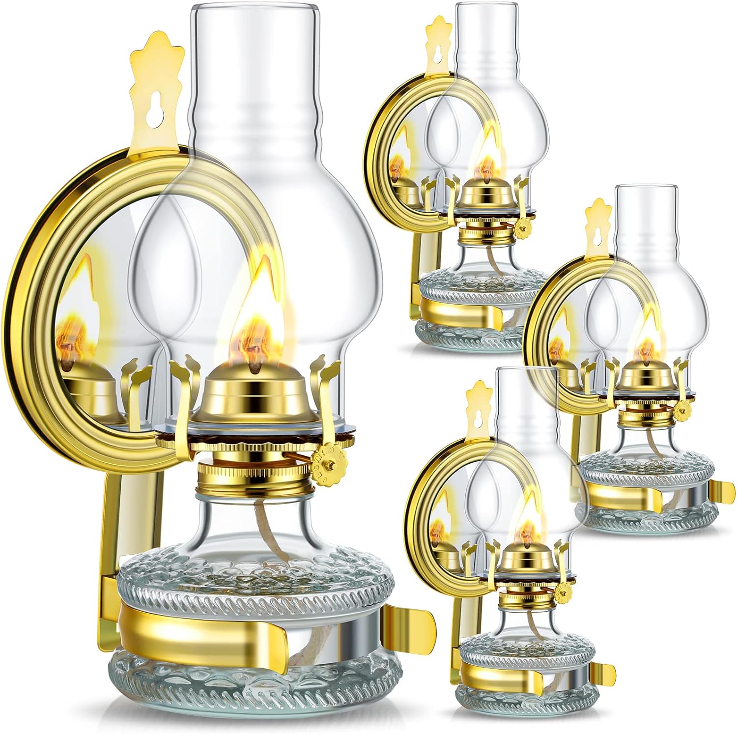 Yexiya 4 Pcs Large Kerosene Lamp Lantern Large Chamber Oil