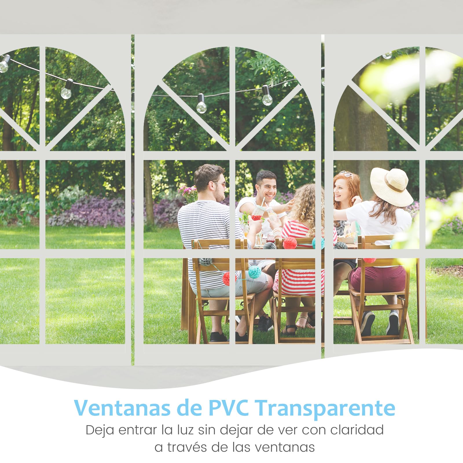 RELAX4LIFE Carpa Plegable 3x9m con 8 Paredes Desmontables y Ventanas, Carpas para Exteriores con 8 Cuerdas de Viento, 24 Clavos y Bolsa de Transporte, Cenadores para Jardín, Camping (3X9M|8 Paredes)