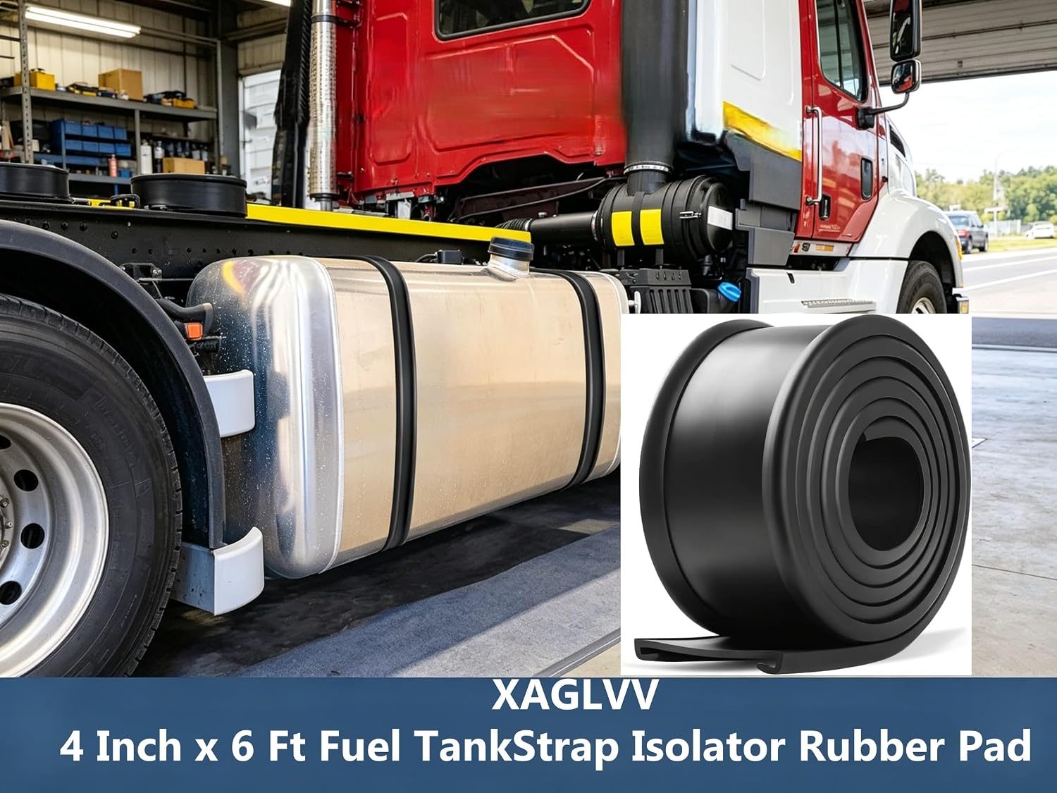 4 Inch x 6 Ft Fuel Tank Strap Isolator Rubber Pad（1-pack)