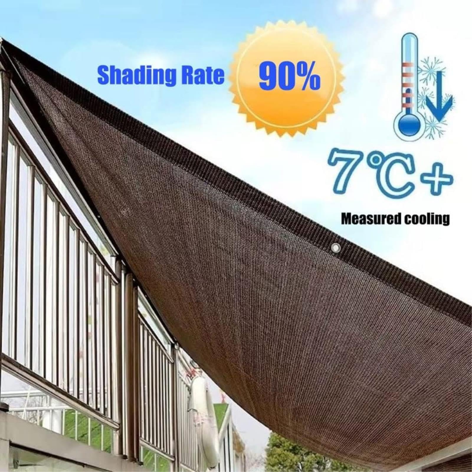 Telo a rete UV per giardino e patio, per piante da recinto con occhielli da 5 m x 7 m, copertura per baldacchino da esterno