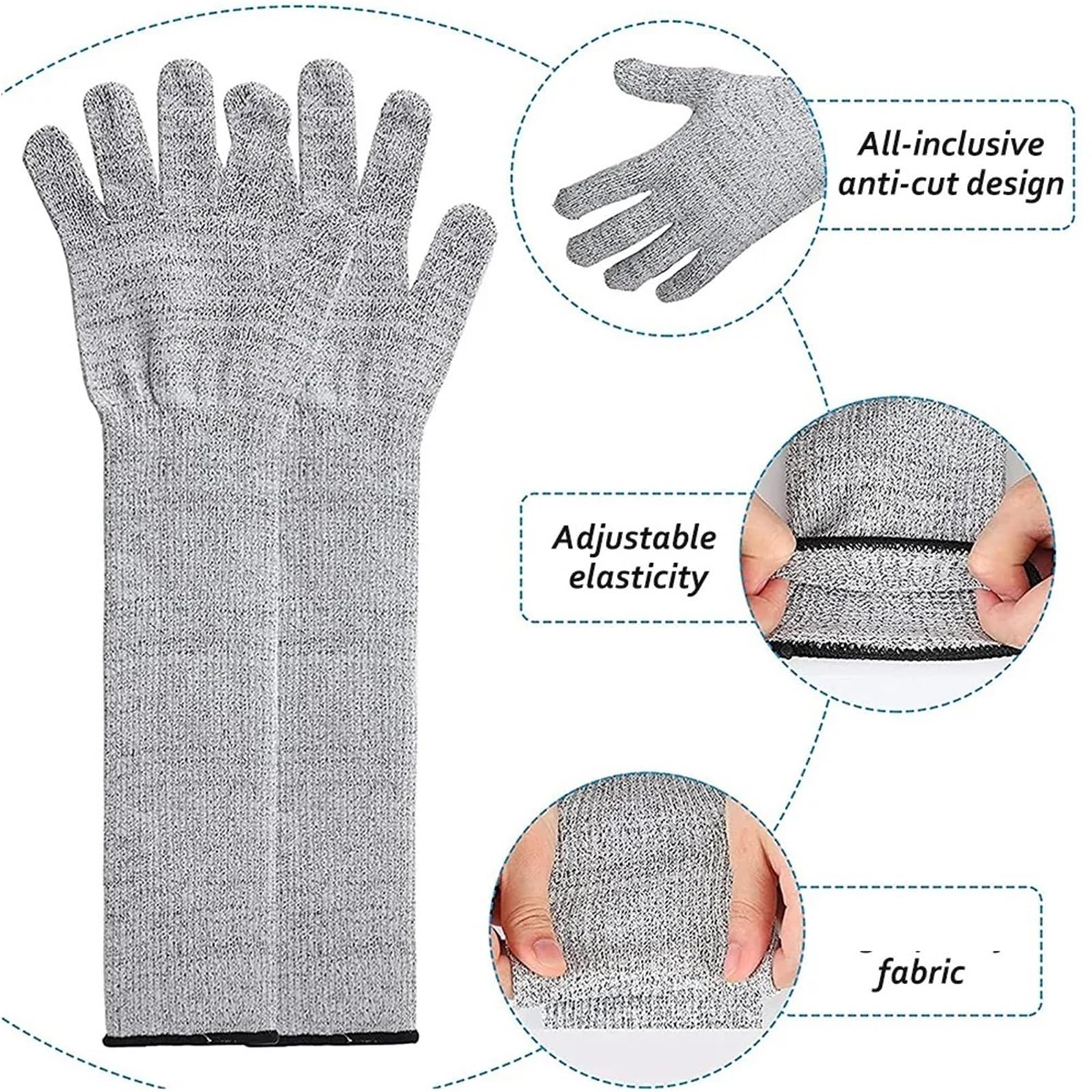 1 Paar Schnitt- und Stichschutzhandschuhe der Schutzklasse 5 (HPPE),Hohe Flexibilität(30mm)