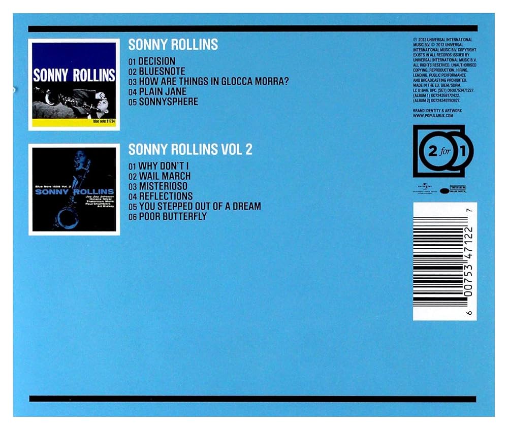その他 2 For 1: Sonny Rollins [CD] Sonny Rollins - Sonny Rollins Vol 2 - Music & Performance