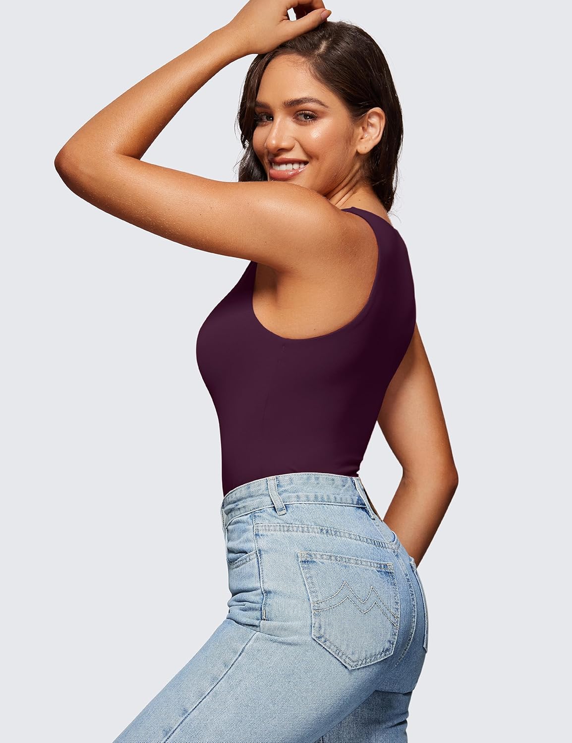 CRZ YOGA Butterluxe Sleeveless Bodysuit for Women High Neck Double Lined Sexy Tank Tops Racerback Thong Jumpsuits - Image 4