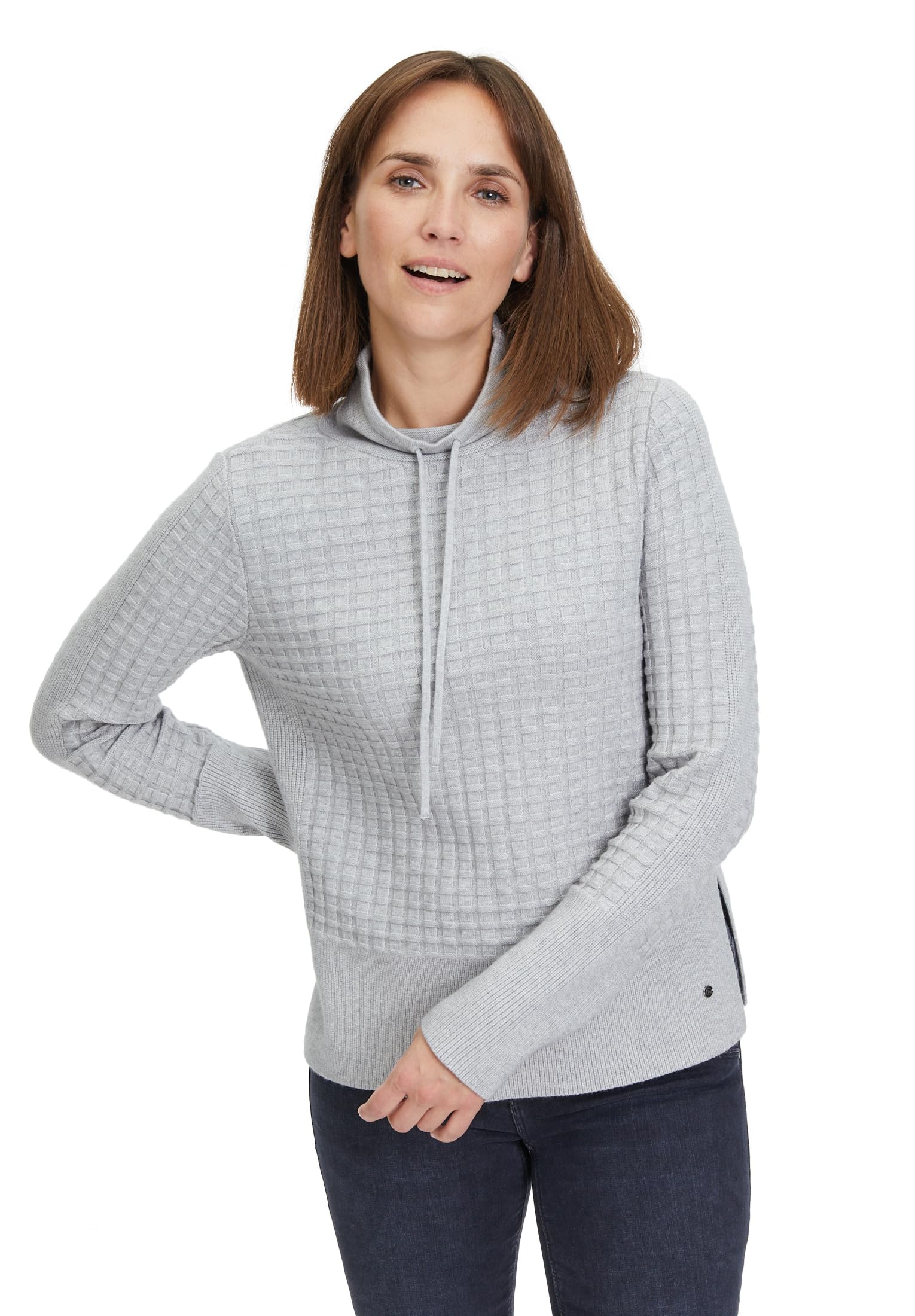 Betty & Co Women's Dover Knit Sweater Short 1/1 arm, Light Silver Melange,