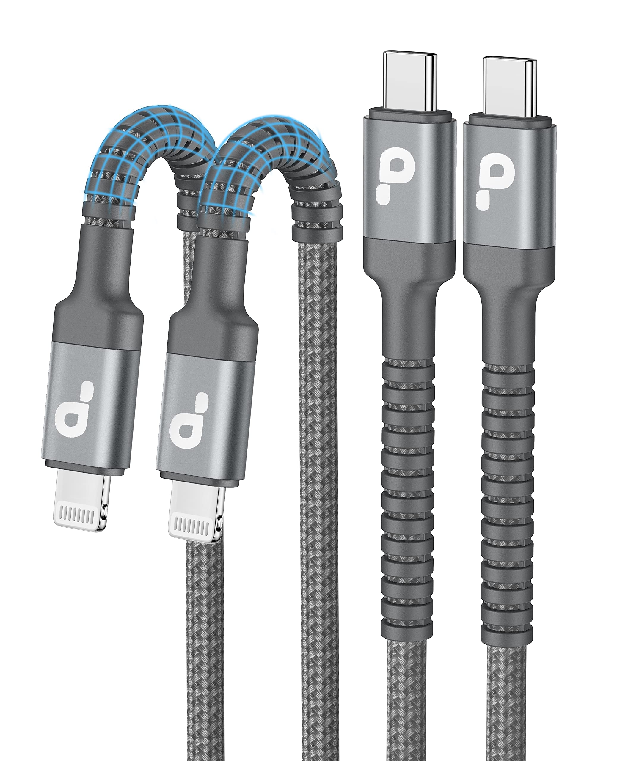 USB C to Lightning Cable 10FT, 2Pack USBC iPhone 13 Charging Cable Fast Charger MFi Certified Type C Cord Compatible with iPhone 14 13 12 11 Pro Max Mini X XS XR 8 Plus 10 SE iPad 8th (Grey)