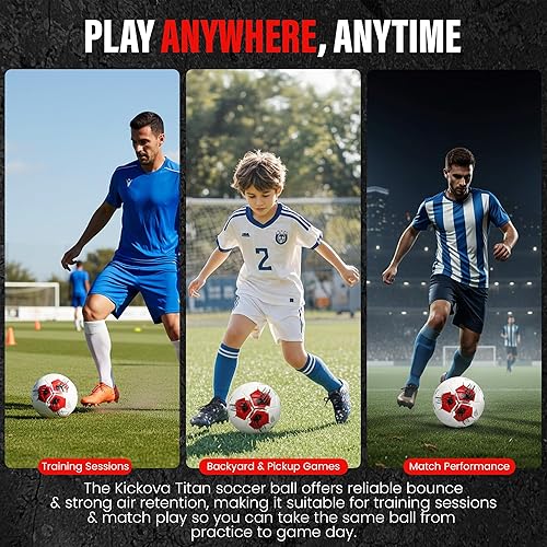 Miniatura 6 de Thermal Bonded Professional Soccer Ball Size 4 & 5 – Seamless Training & Match Ball for Youth, Kids & Adults, Waterproof PU Leather, Superior Air