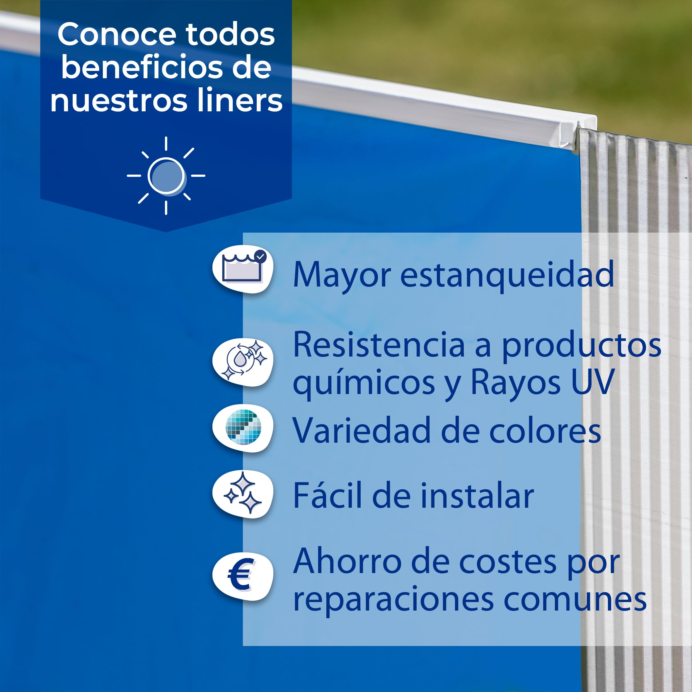Liner para Piscinas Redondas, 350 x 120 cm (Largo x Alto), Sistema Colgante, Color Azul - Gre FPR352