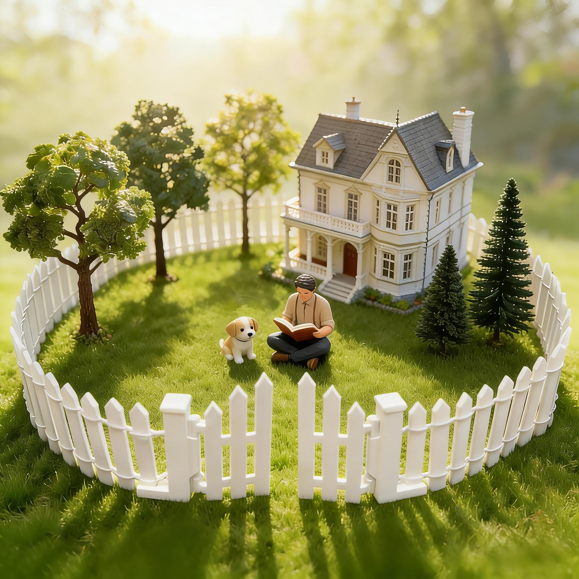 Bajkowy miniaturowy płot ogrodowy z bramą biały drewniany płot domek dla lalek mini wiejski krajobraz projekt DIY doniczka