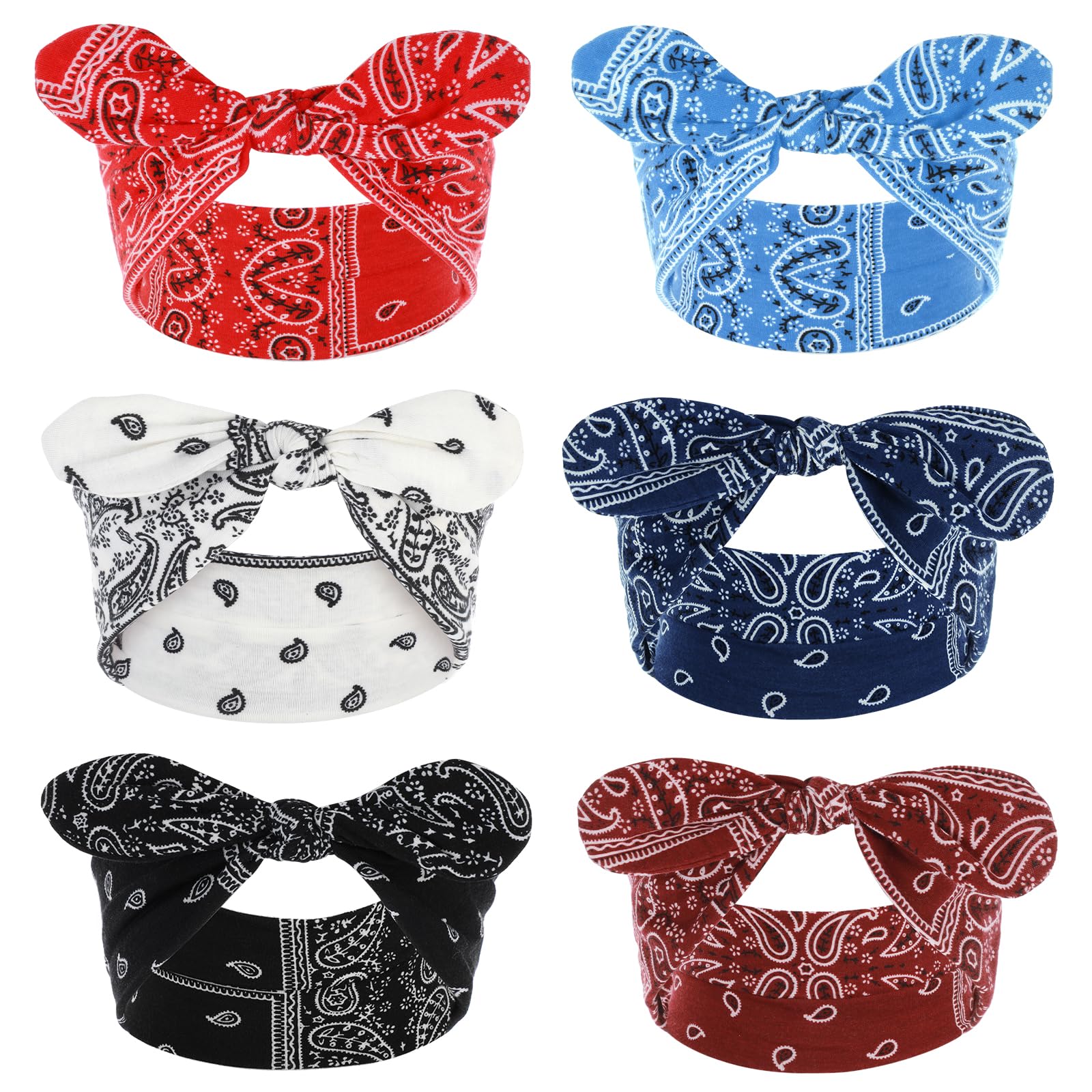 JIEYAO 6 Pcs Bow Headbands for Women Boho Bownot Bandana