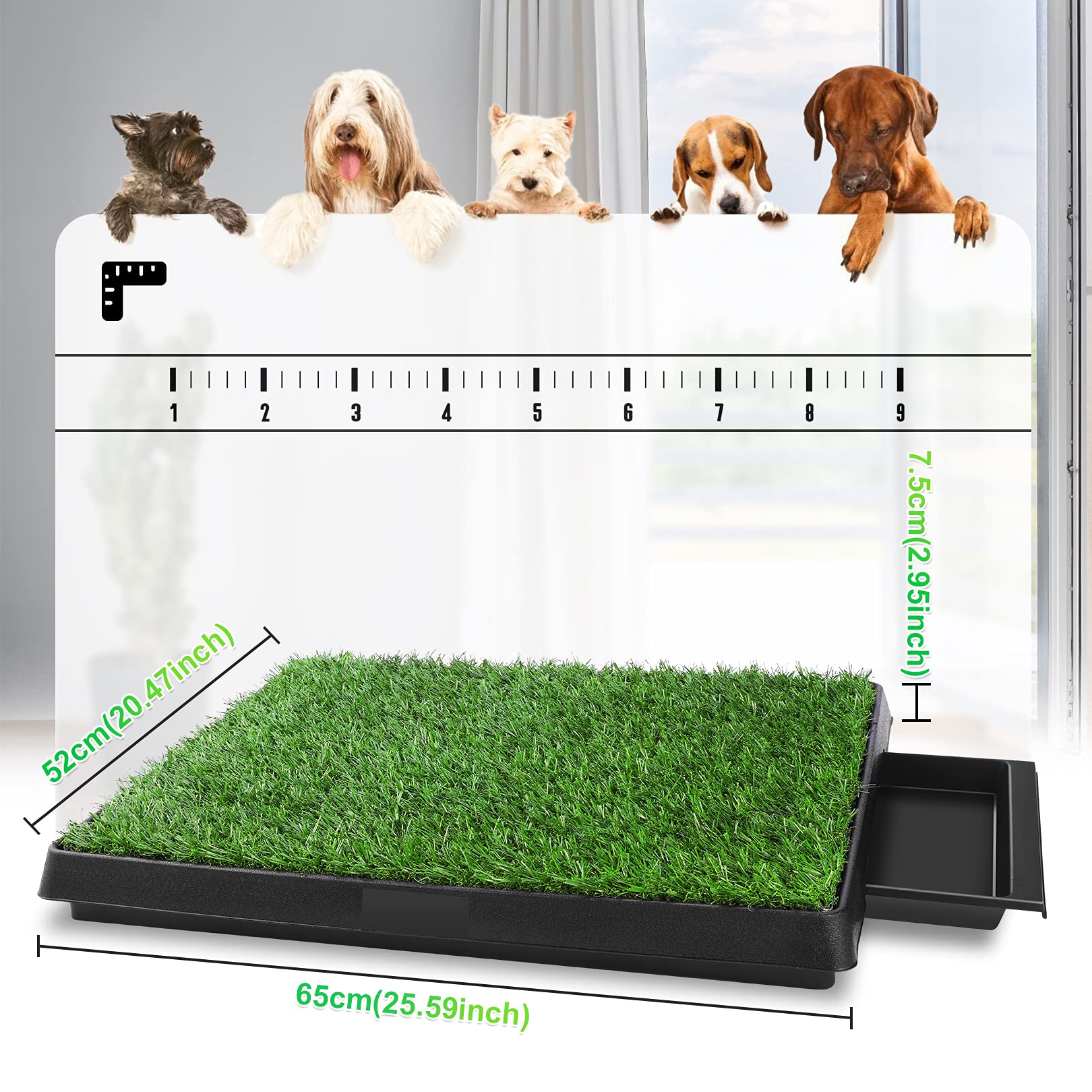 Sailnovo - Inodoro para Perros, Inodoro para Cachorros, Base de Entrenamiento con césped Artificial, 3 Capas, Orinal de Entrenamiento para Perros pequeños, Grandes y Mayores
